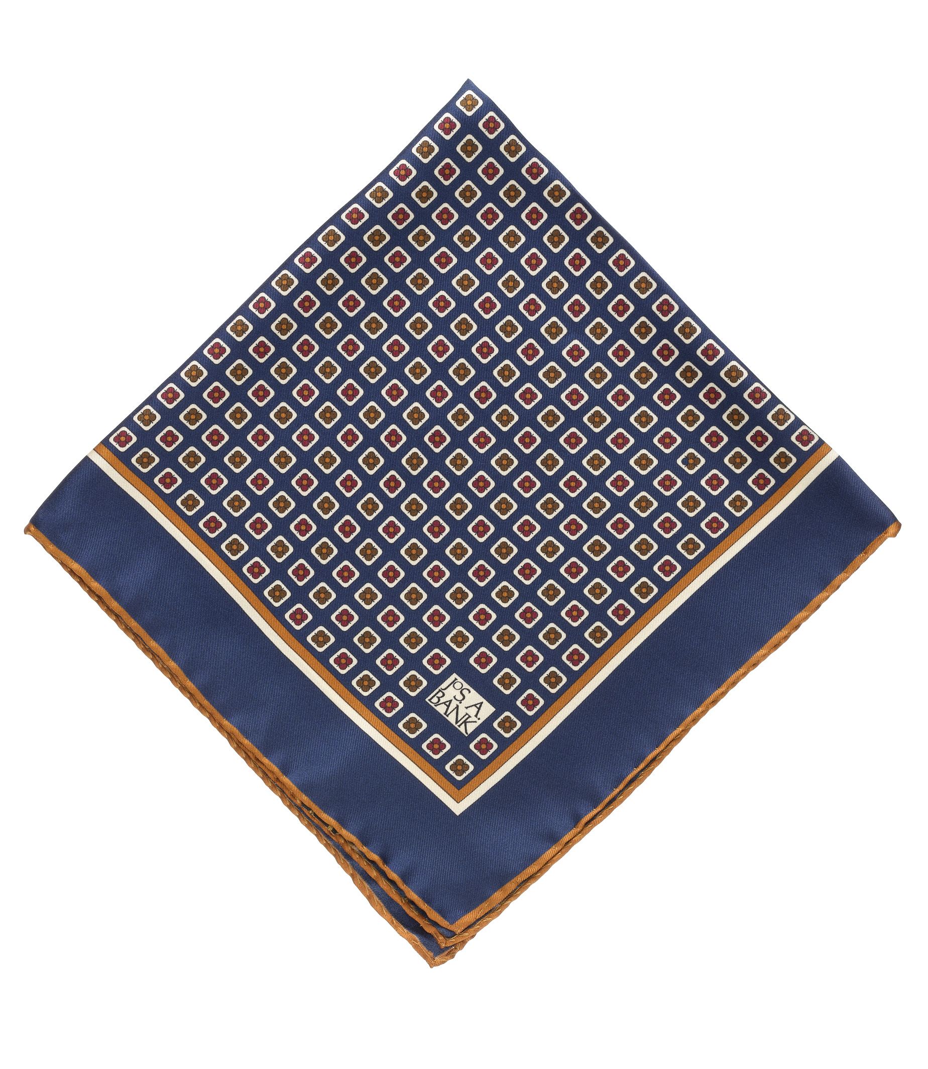 Floral Block Pocket Square- Red