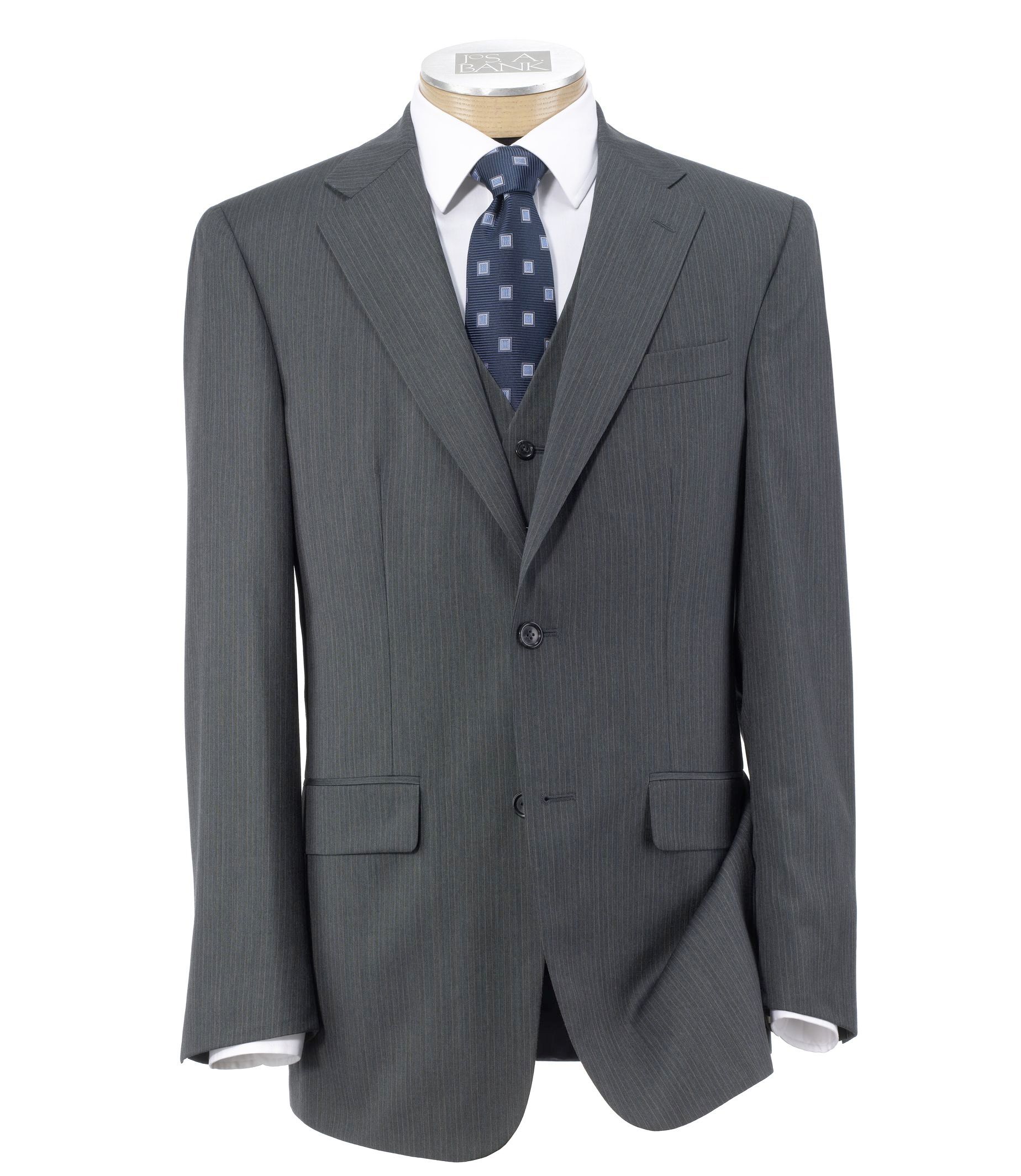 Classic Collection Tailored Fit 2-Btn Vested Suit with Plain Front Trousers