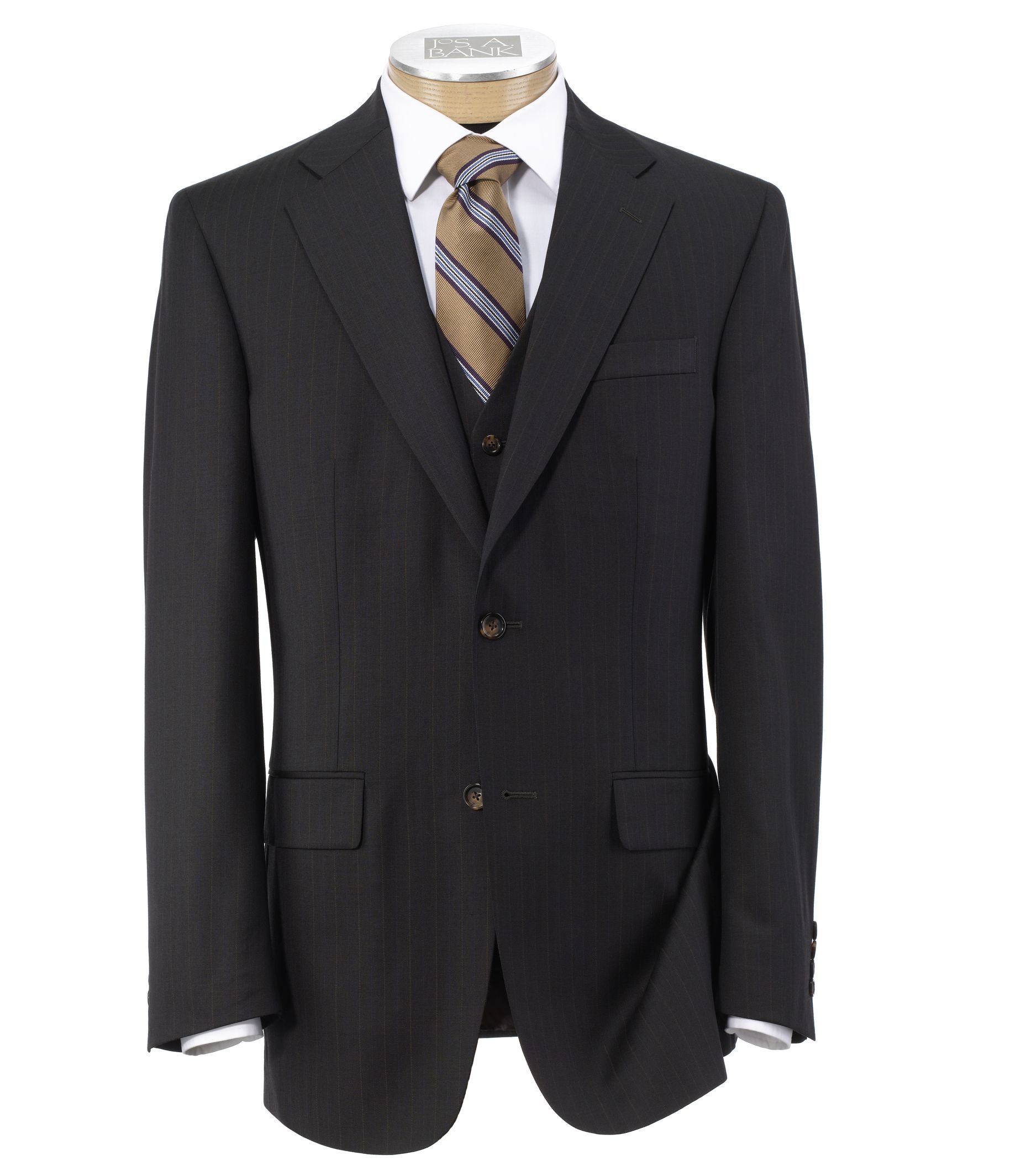 Classic Collection Tailored Fit 2-Btn Vested Suit with Plain Front Trousers