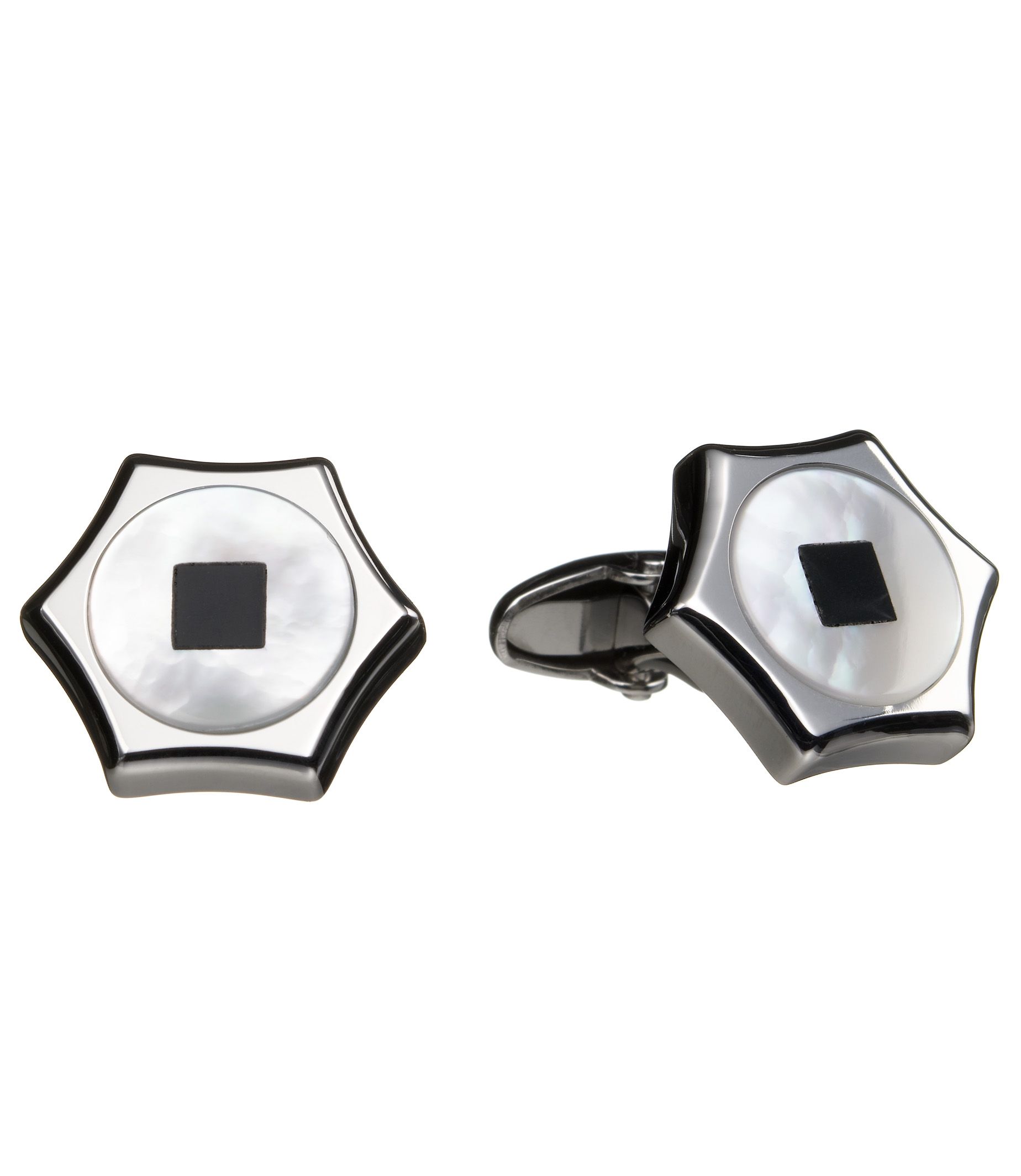 Onyx Mother of Pearl Hex Cufflinks