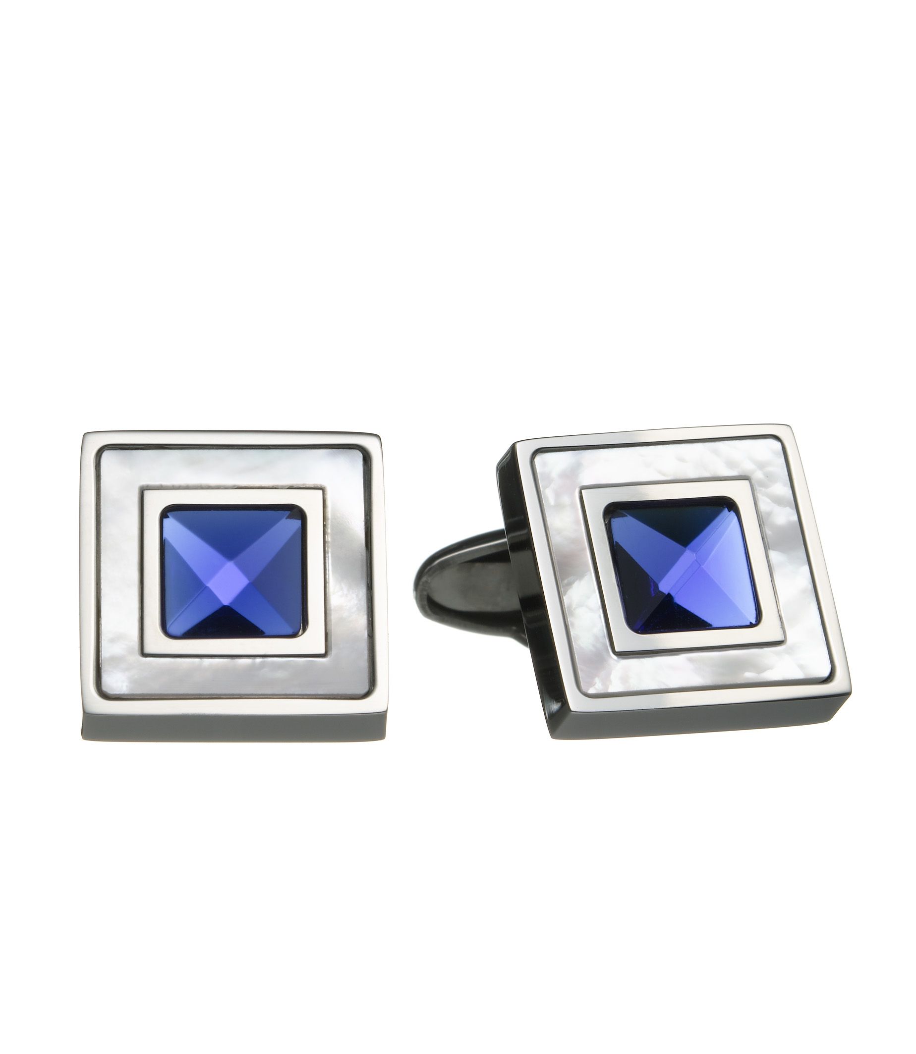 Blue Cat's Eye Mother of Pearl Square Cufflinks