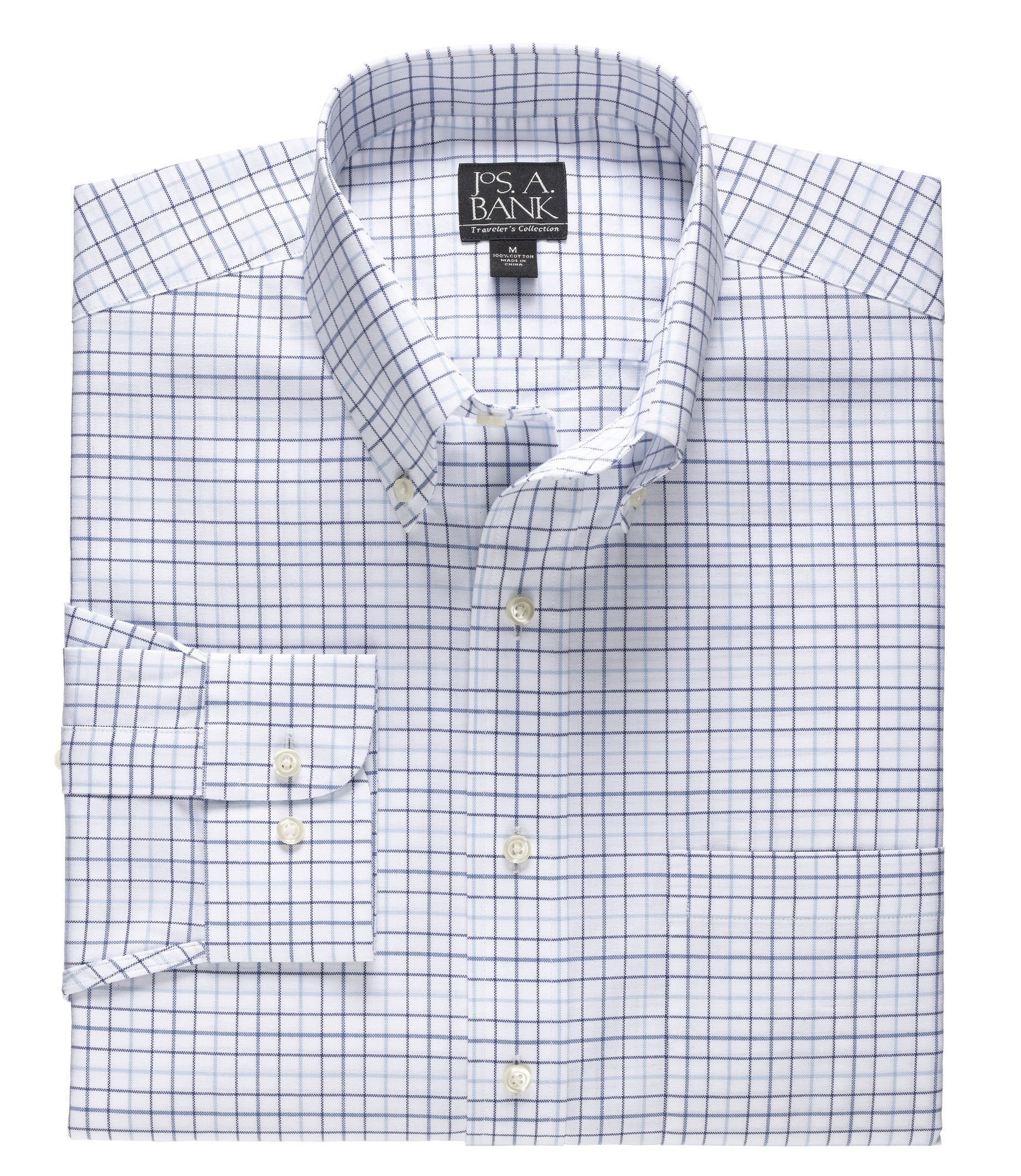 Traveler Long-Sleeve Buttondown Patterned Oxford Sportshirt