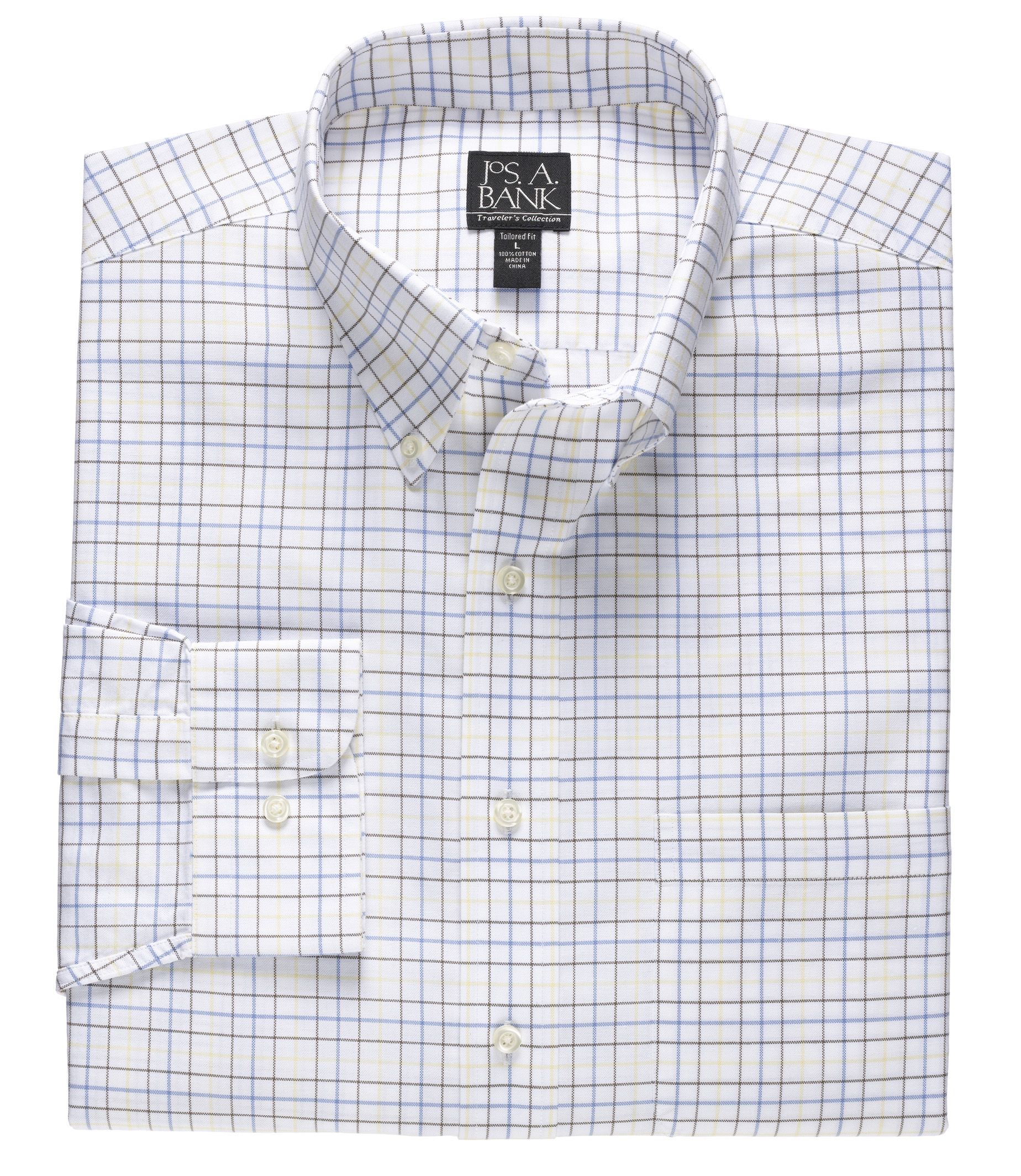 Traveler Long-Sleeve Buttondown Patterned Oxford Sportshirt