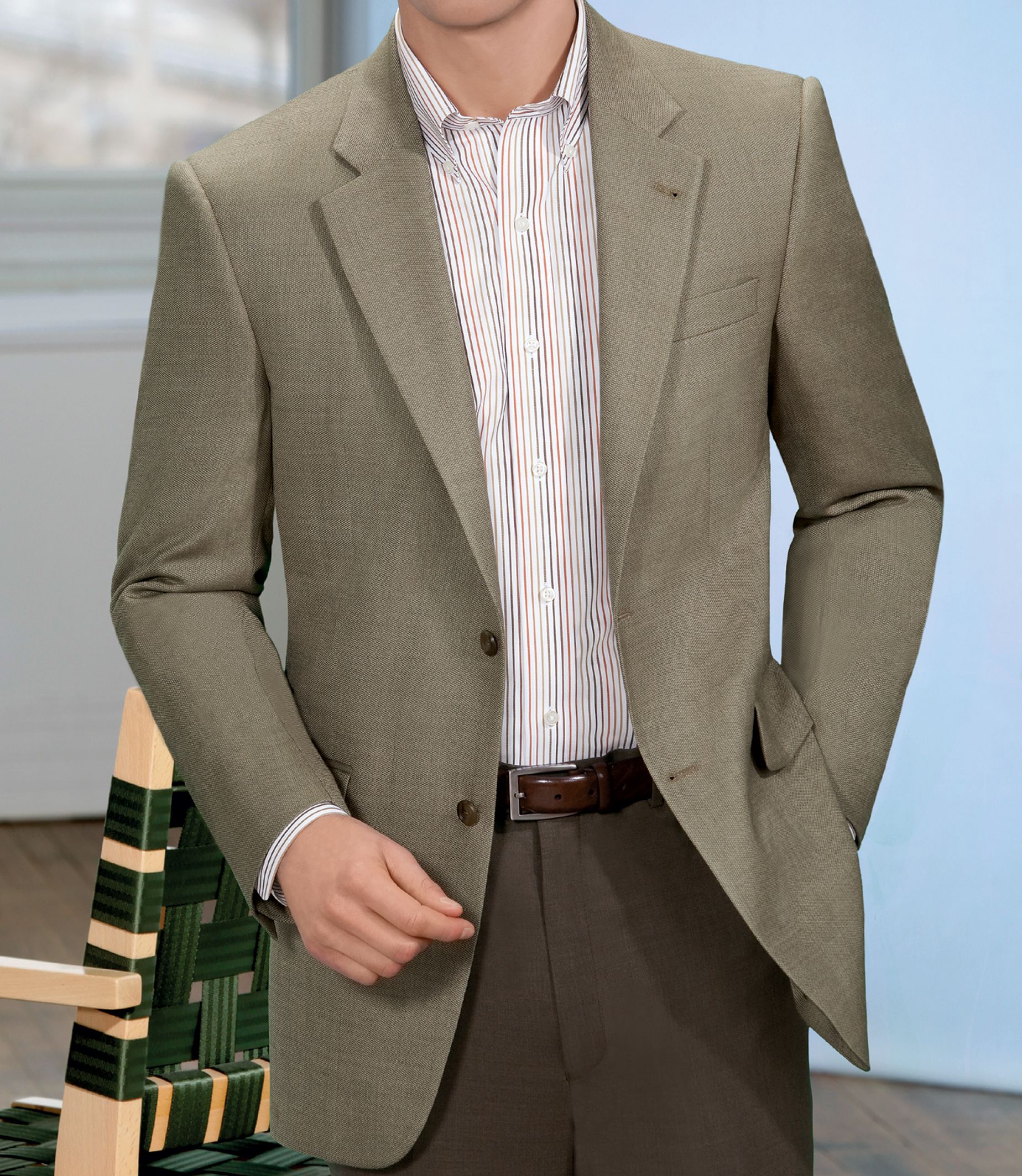 Signature Tailored Fit 2-Button Textured Sportcoat