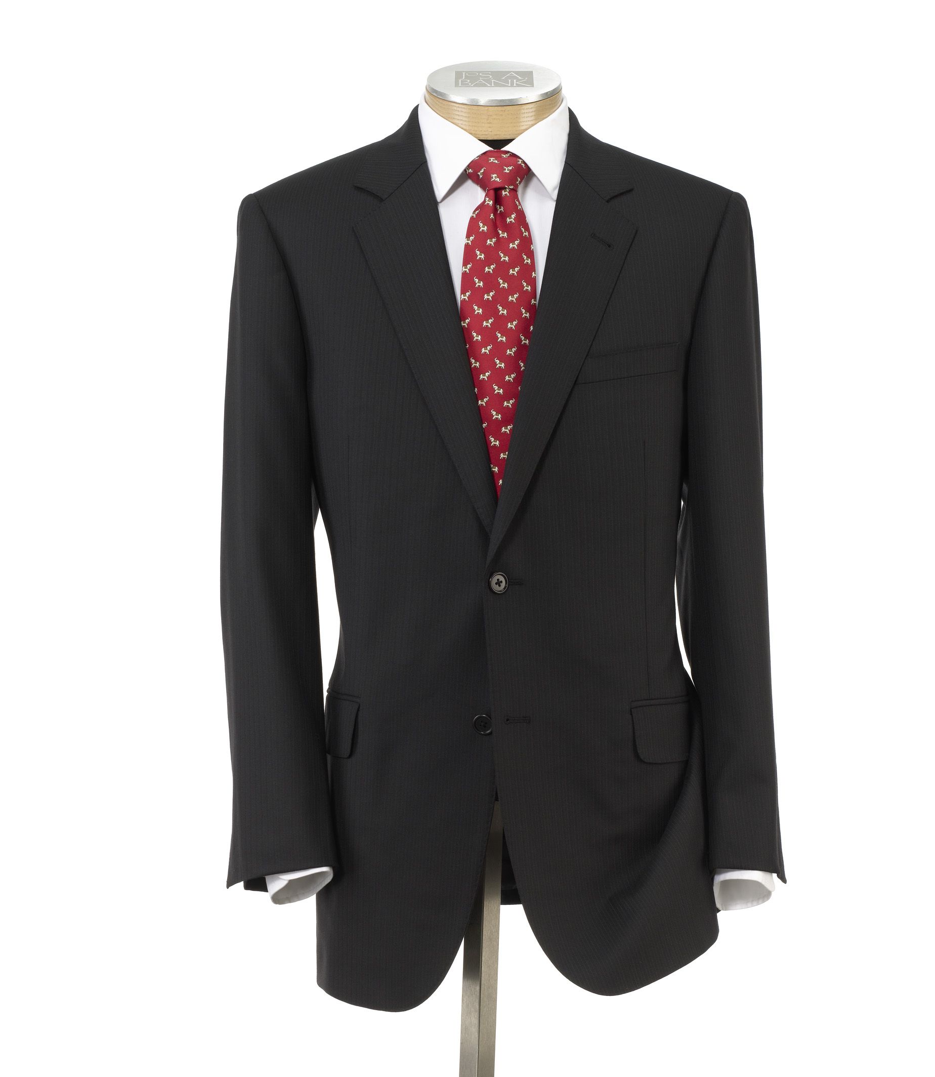 Signature Gold 2-Button Wool Suit- Black Fashion Stripe