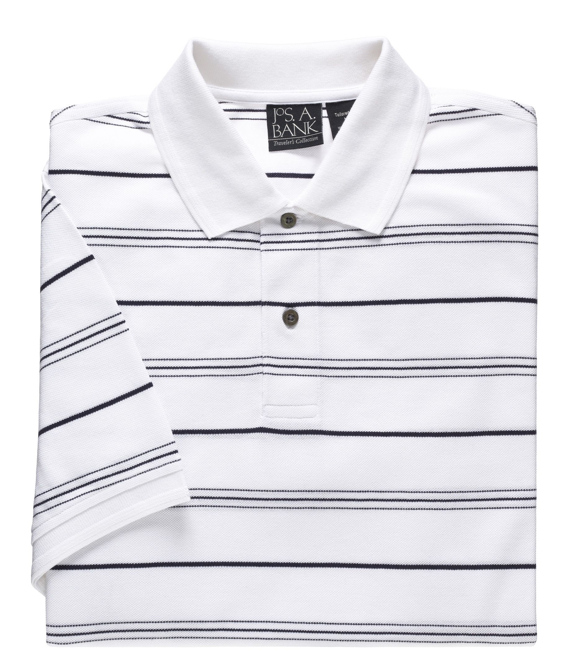 Traveler Stripe Tailored Fit Short Sleeve Pique Polo
