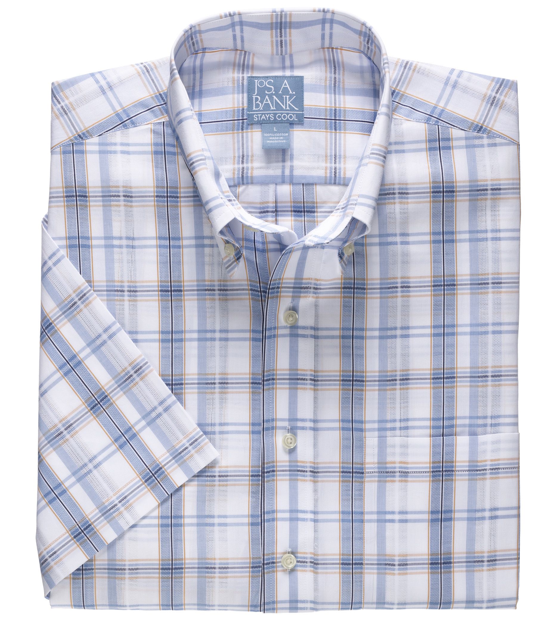 Stays Cool Buttondown Short Sleeve Textured Pattern Sportshirt