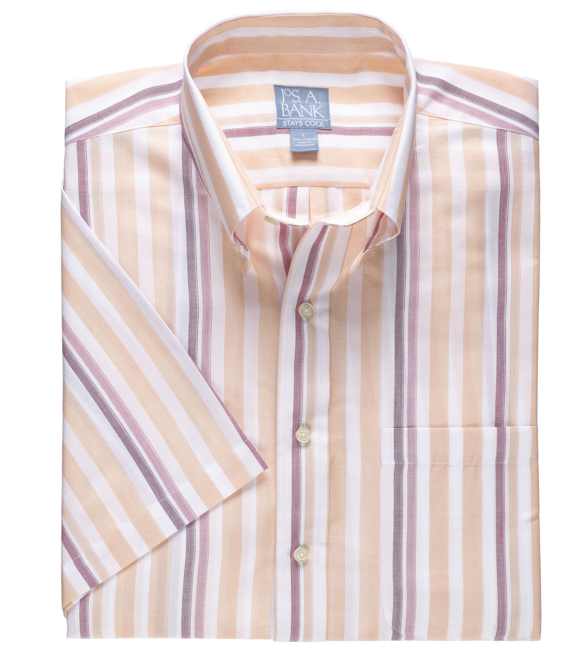 Stays Cool Buttondown Short Sleeve Textured Pattern Sportshirt