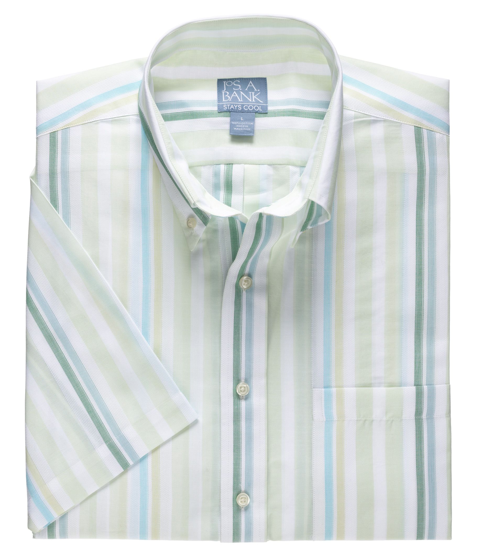 Stays Cool Buttondown Short Sleeve Textured Pattern Sportshirt