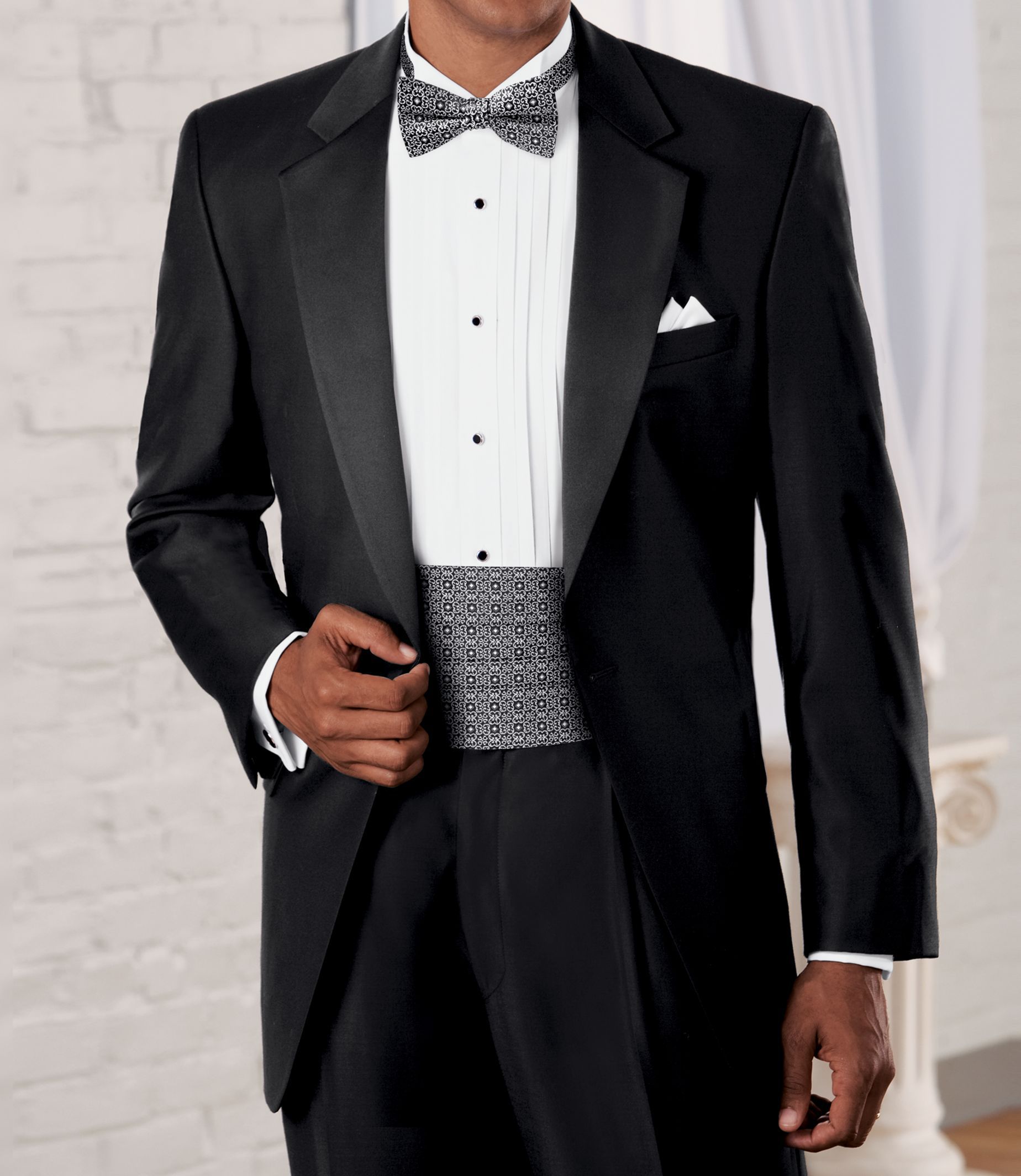 pleated tuxedo pants