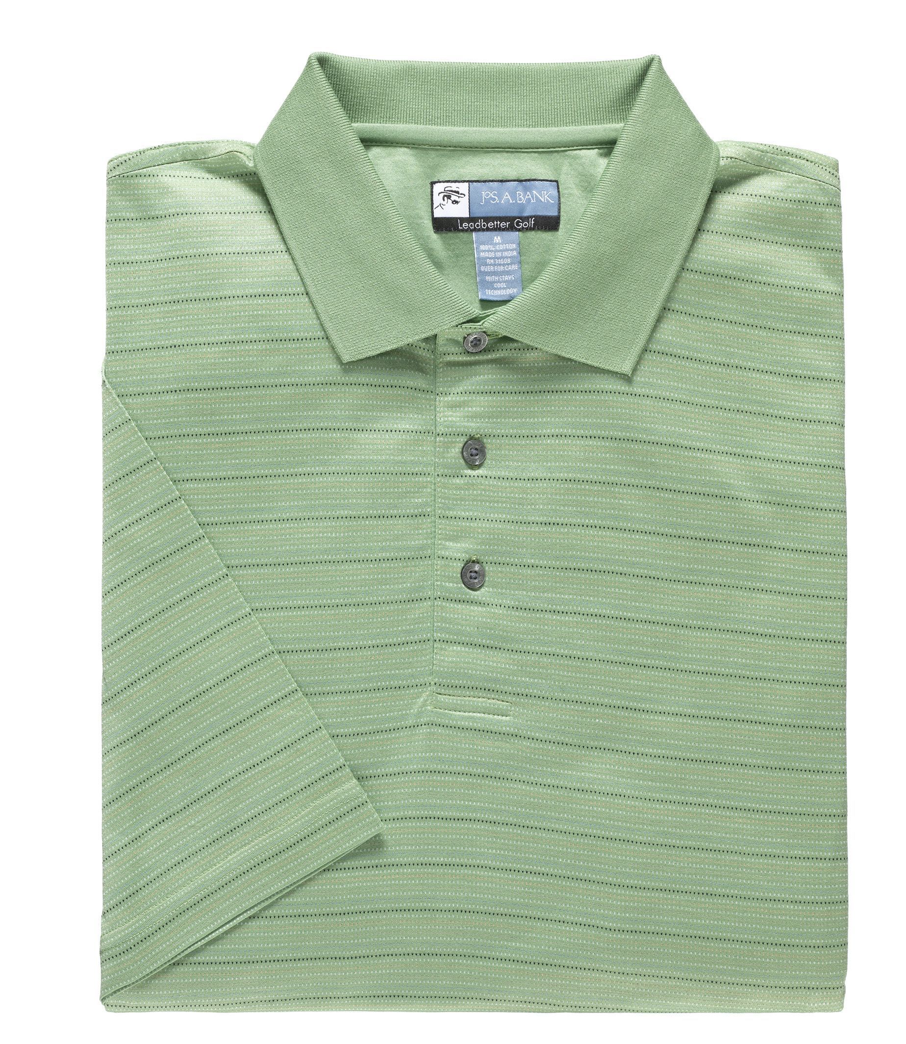 David Leadbetter Stays Cool Dotted Stripe Polo Big/Tall