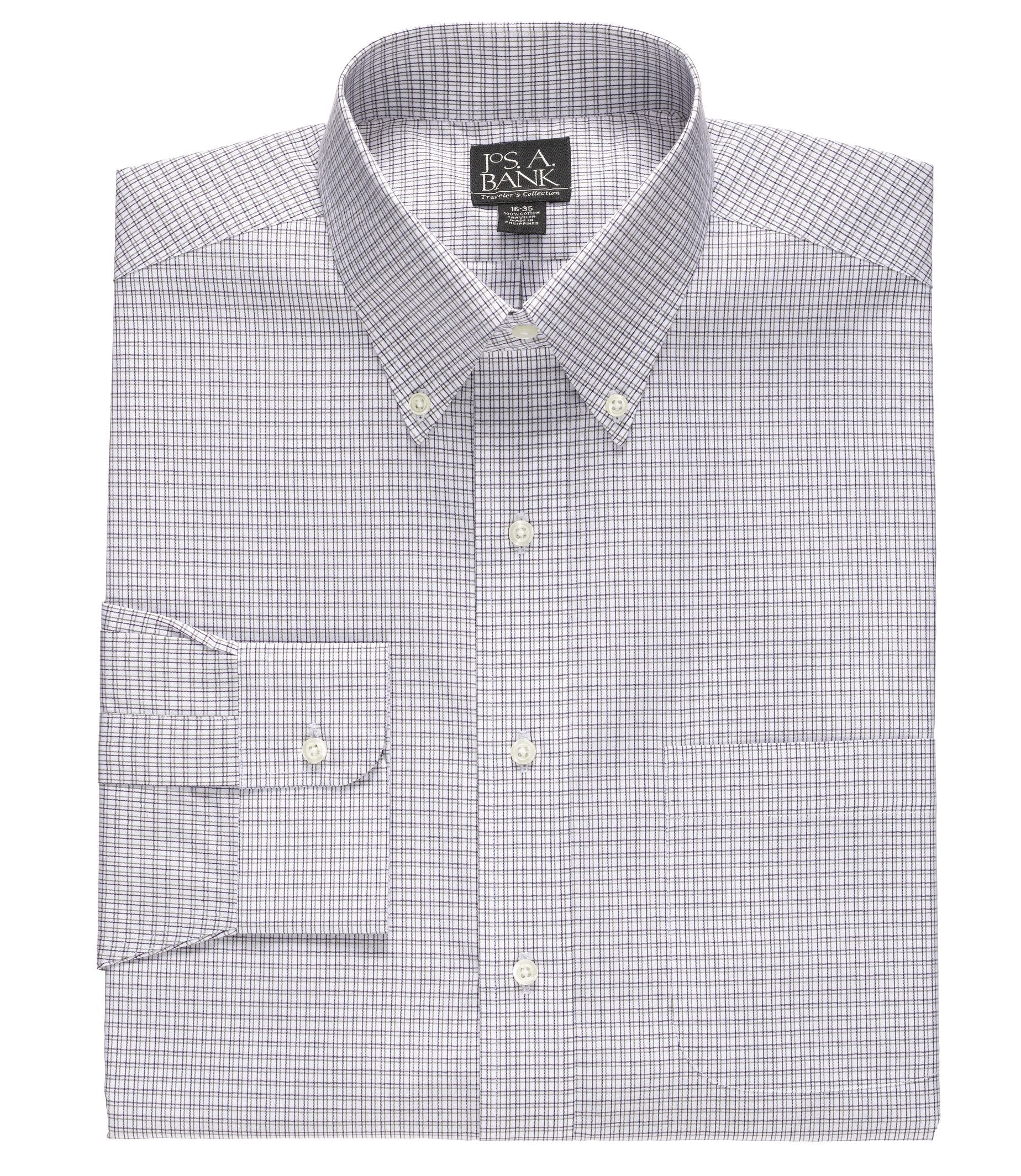 Traveler Mini Plaid Stripe Buttondown Collar Dress Shirt B/T Sizes
