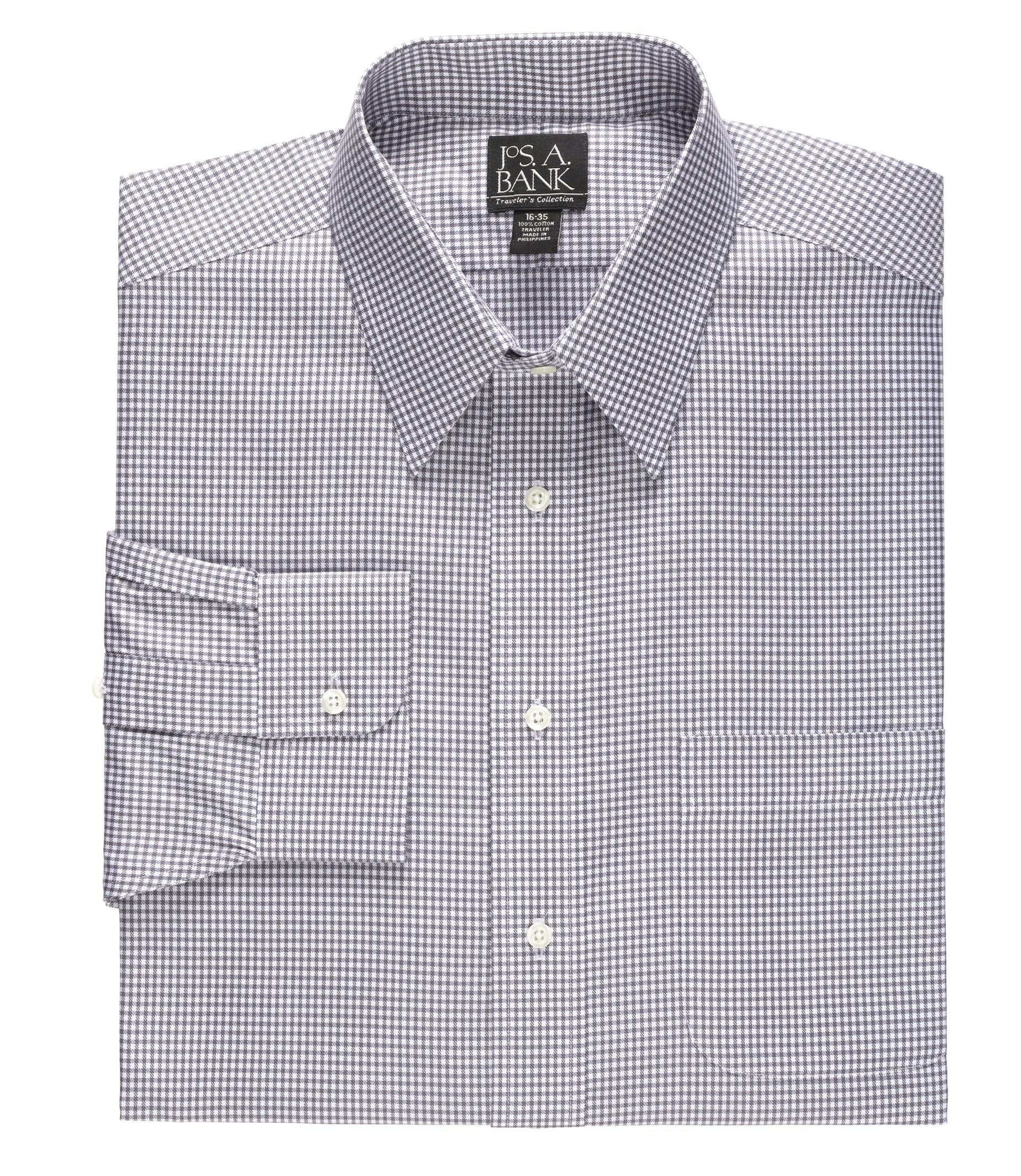 Traveler Wrinklefree Patterned Pinpoint Collar Dress Shirt Big And