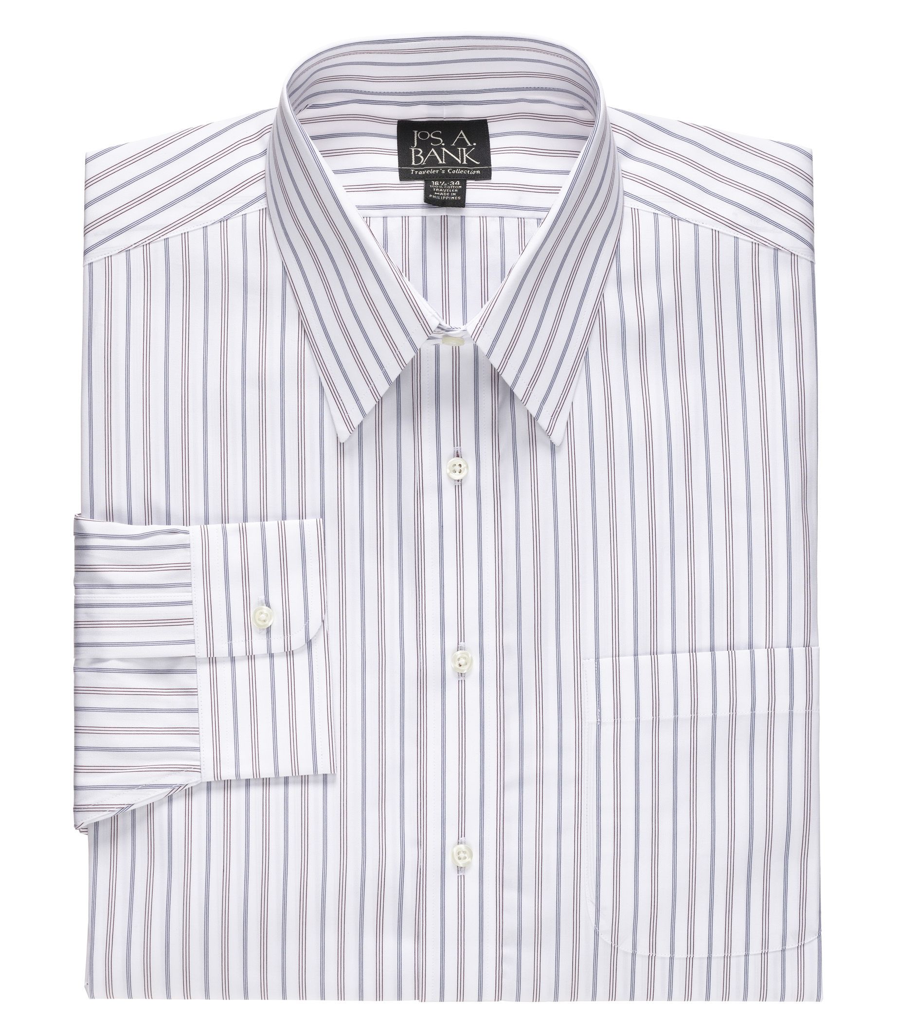 Traveler Wrinkle-Free Patterned Pinpoint Collar Dress Shirt Big and Tall