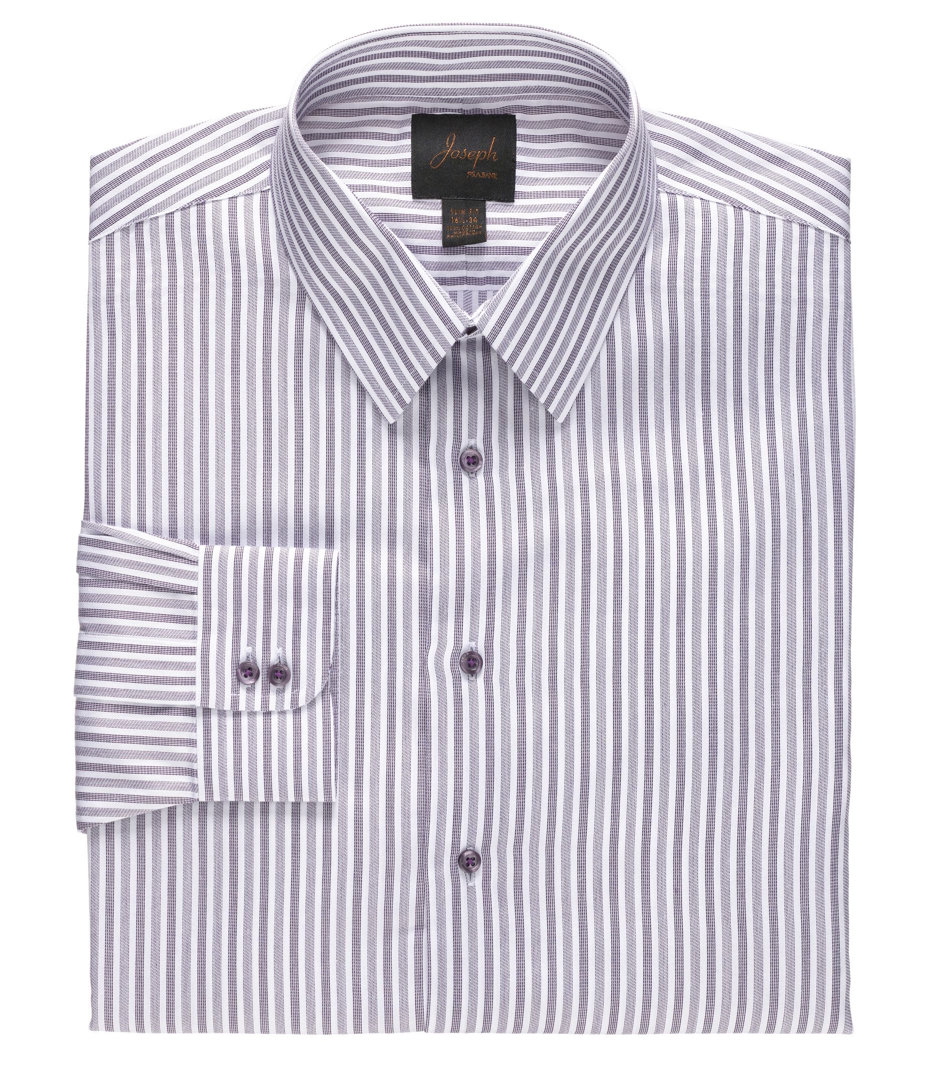New! Joseph Slim Fit Spread Collar Cotton Twill Dot Stripe Dress Shirt