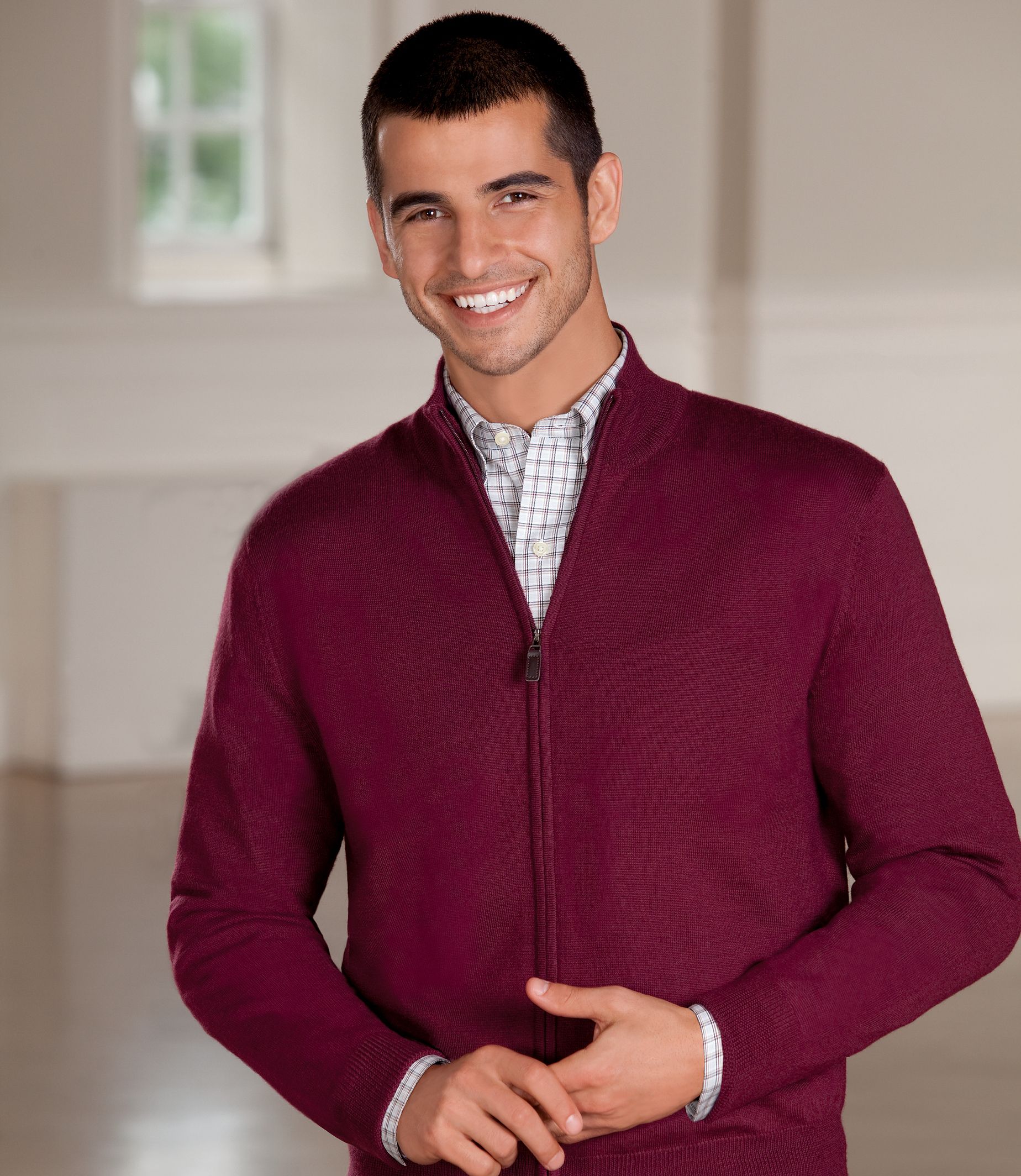 Signature Merino Wool Full Zip Sweater