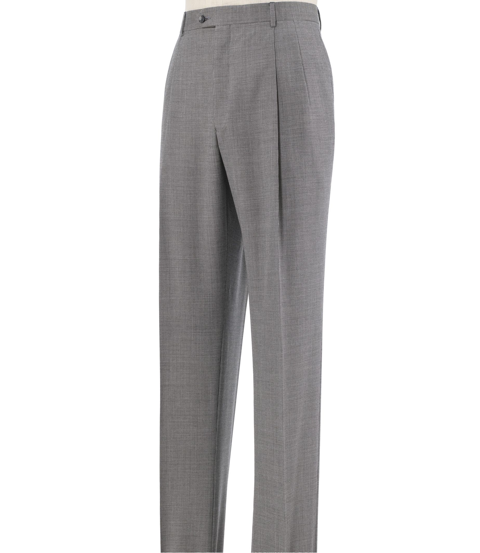 Signature Year-Round Pleated Front Windowpane Trousers