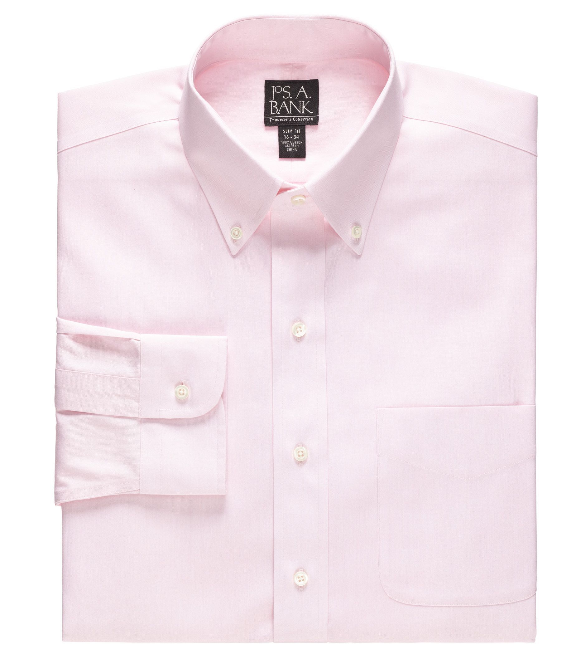 New! Traveler Slim Fit Wrinkle-Free Pinpoint Solid Long-Sleeve Buttondown Dress Shirt