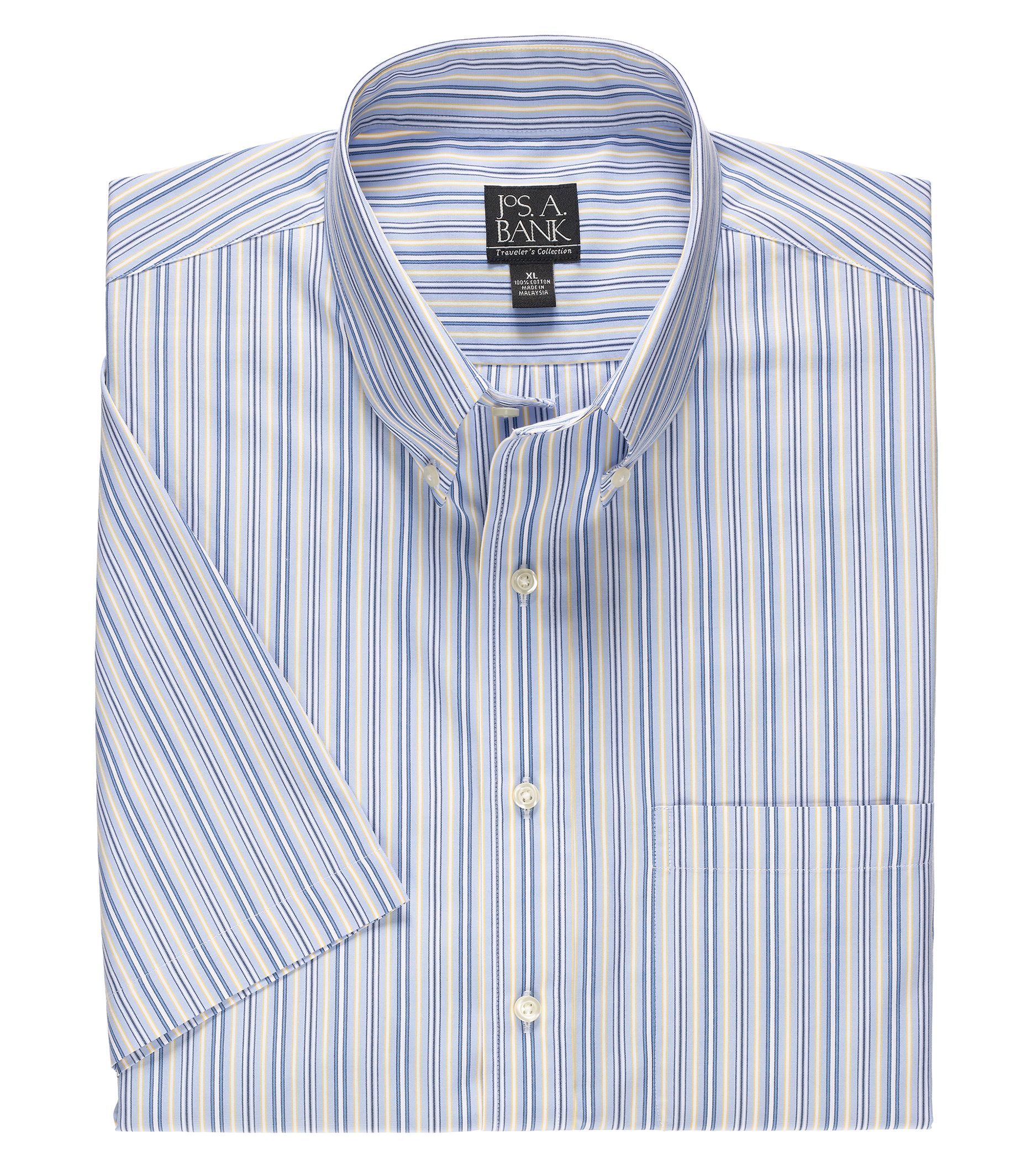 Traveler S/S Buttondown Patterned Poplin Sportshirt Big and Tall