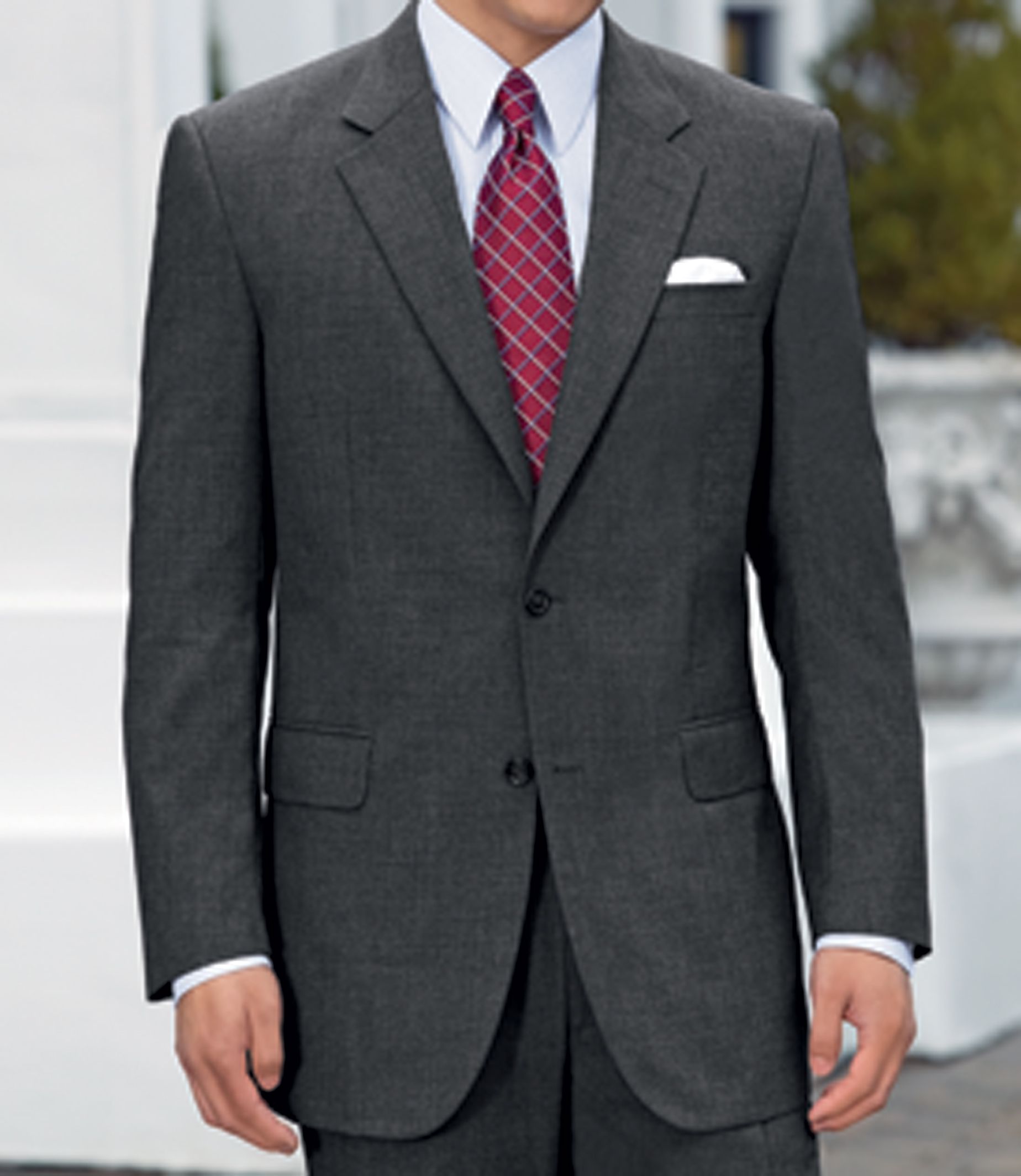 Executive 2-Button Wool Suit with Center Vent with Pleated Front Trousers