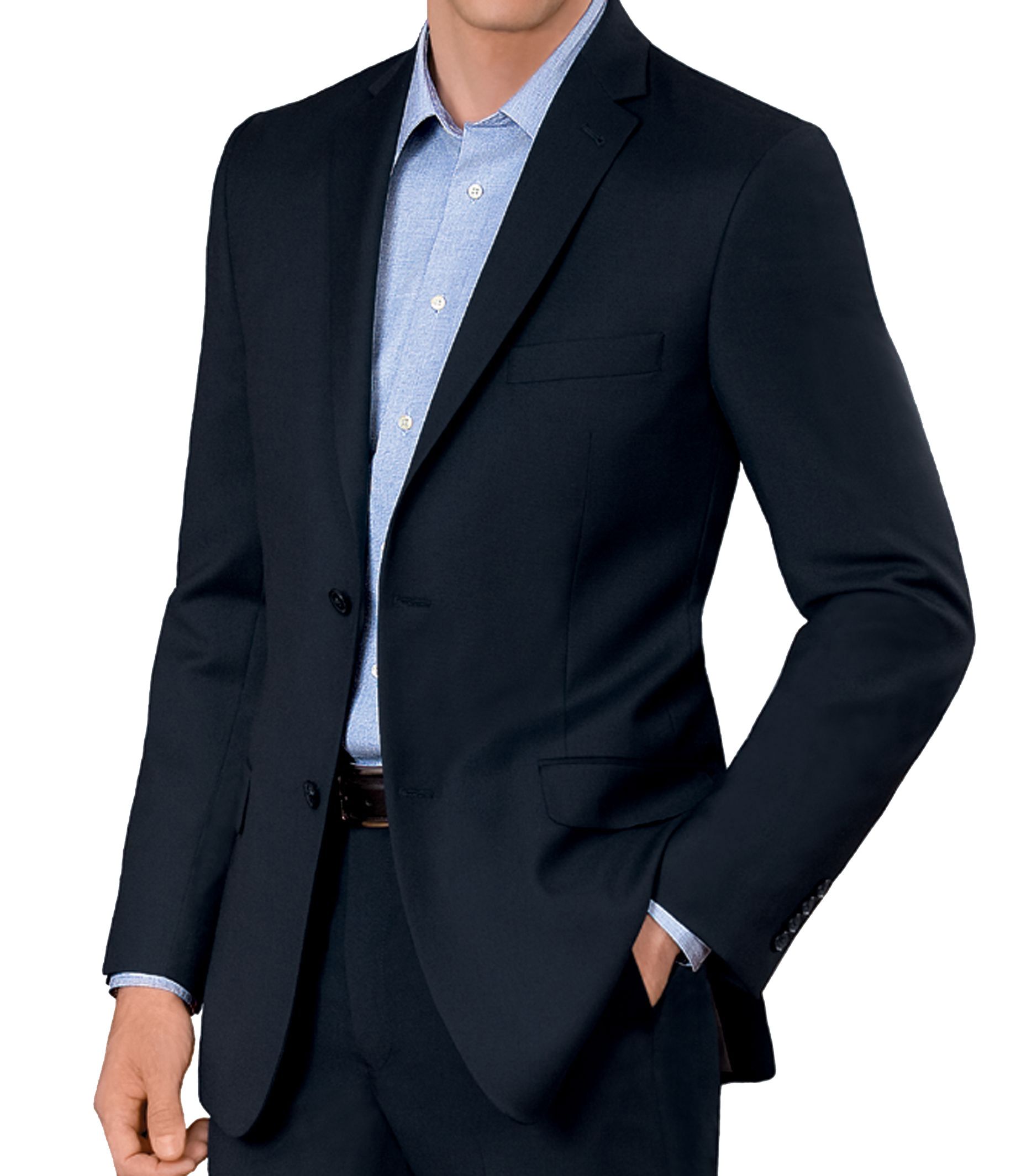 Crossover Slim Fit 2-Button Suit with Plain Front Trousers