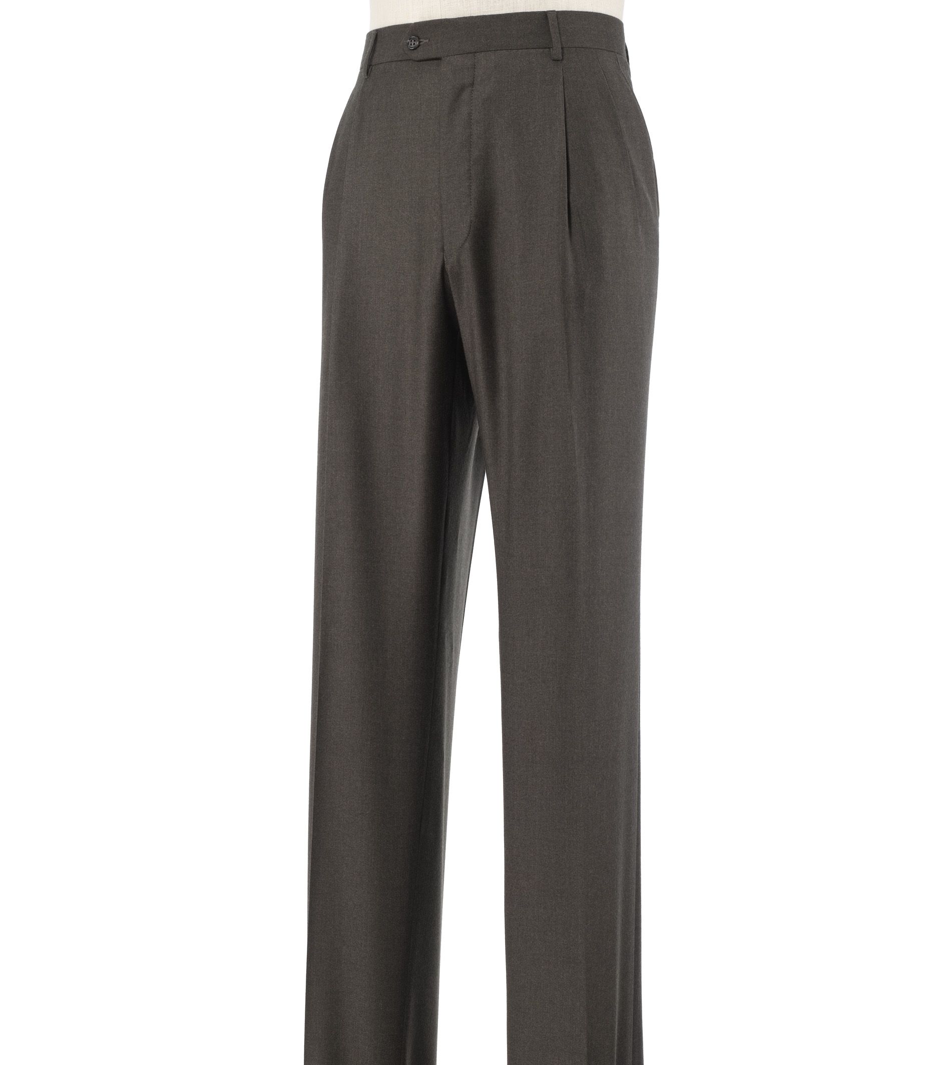Signature Tailored Fit Mixed Weave Pleated Trousers