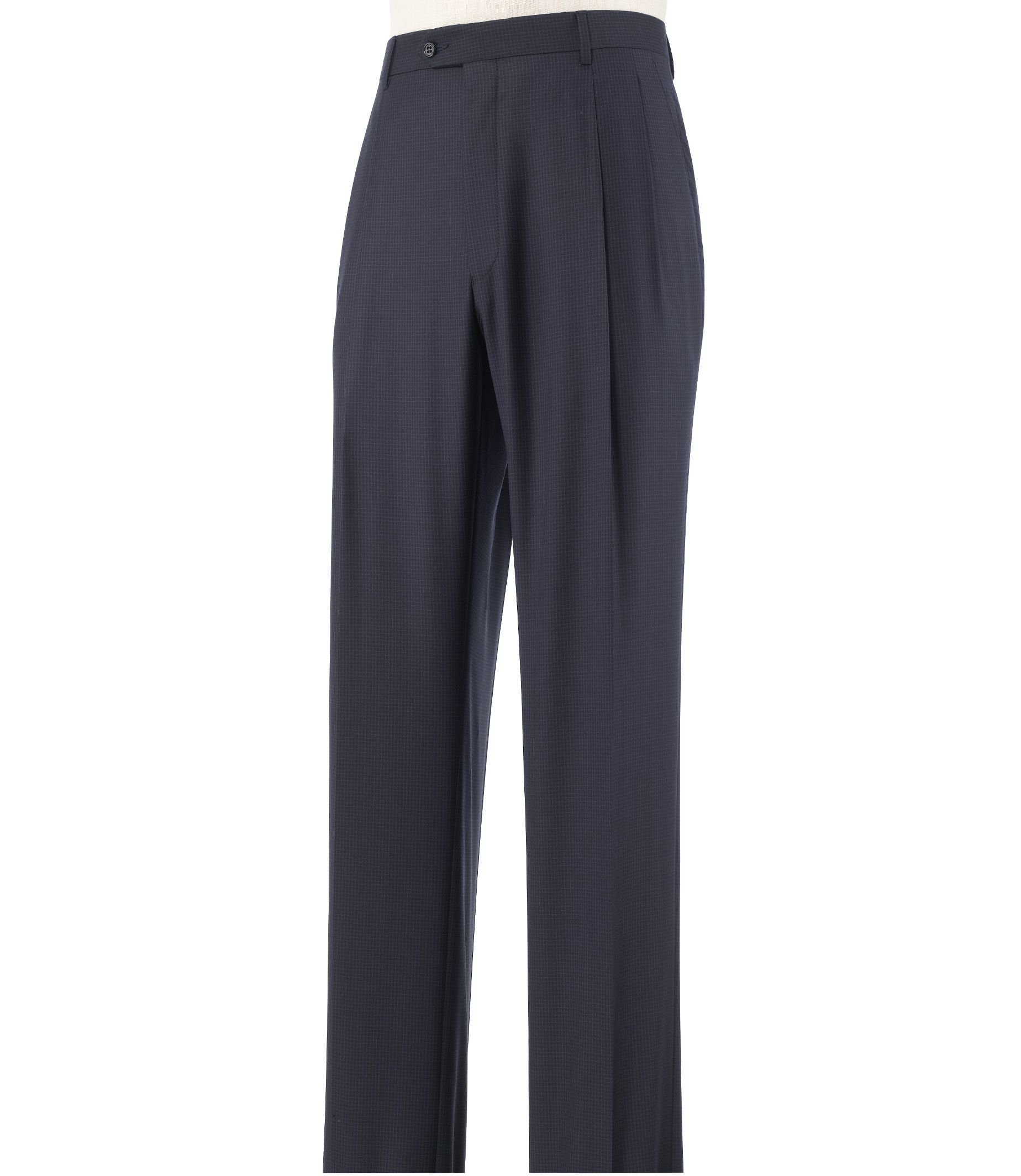 Signature Tailored Fit Box Check Pleated Trousers - Sizes 44-48