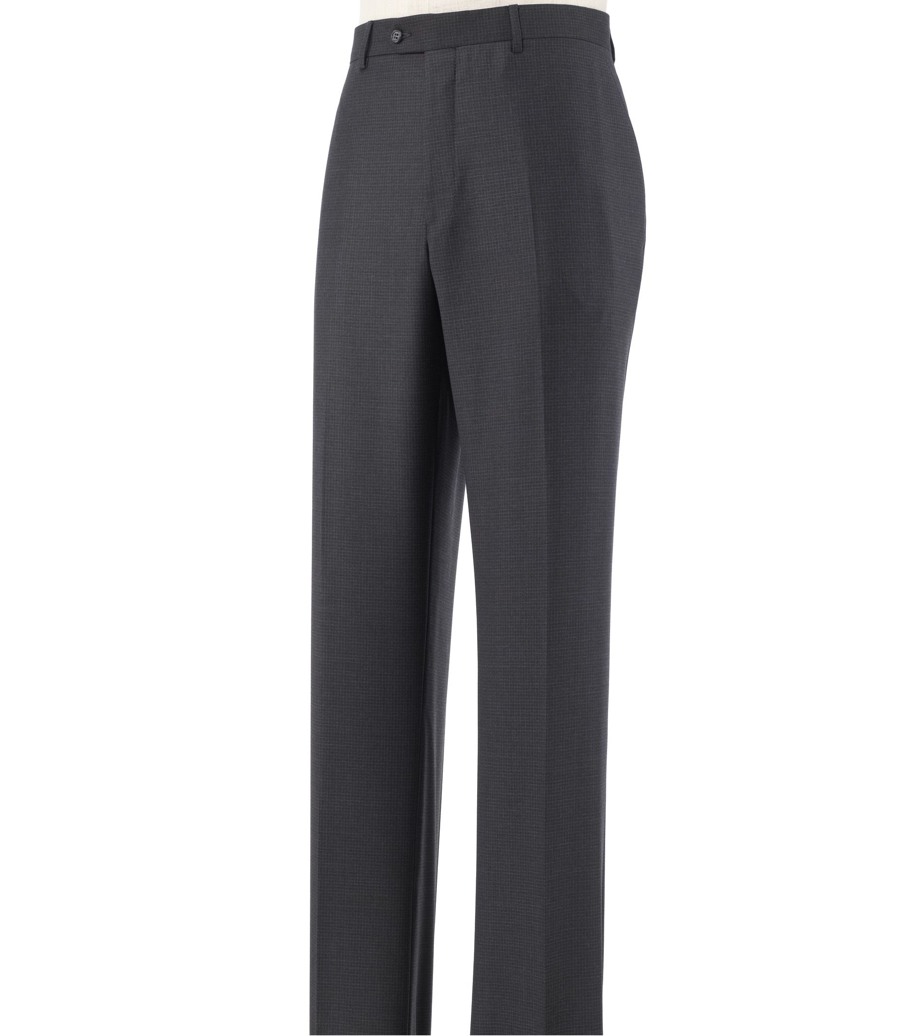 Signature Tailored Fit Box Check Plain Front Trousers - Sizes 44-48