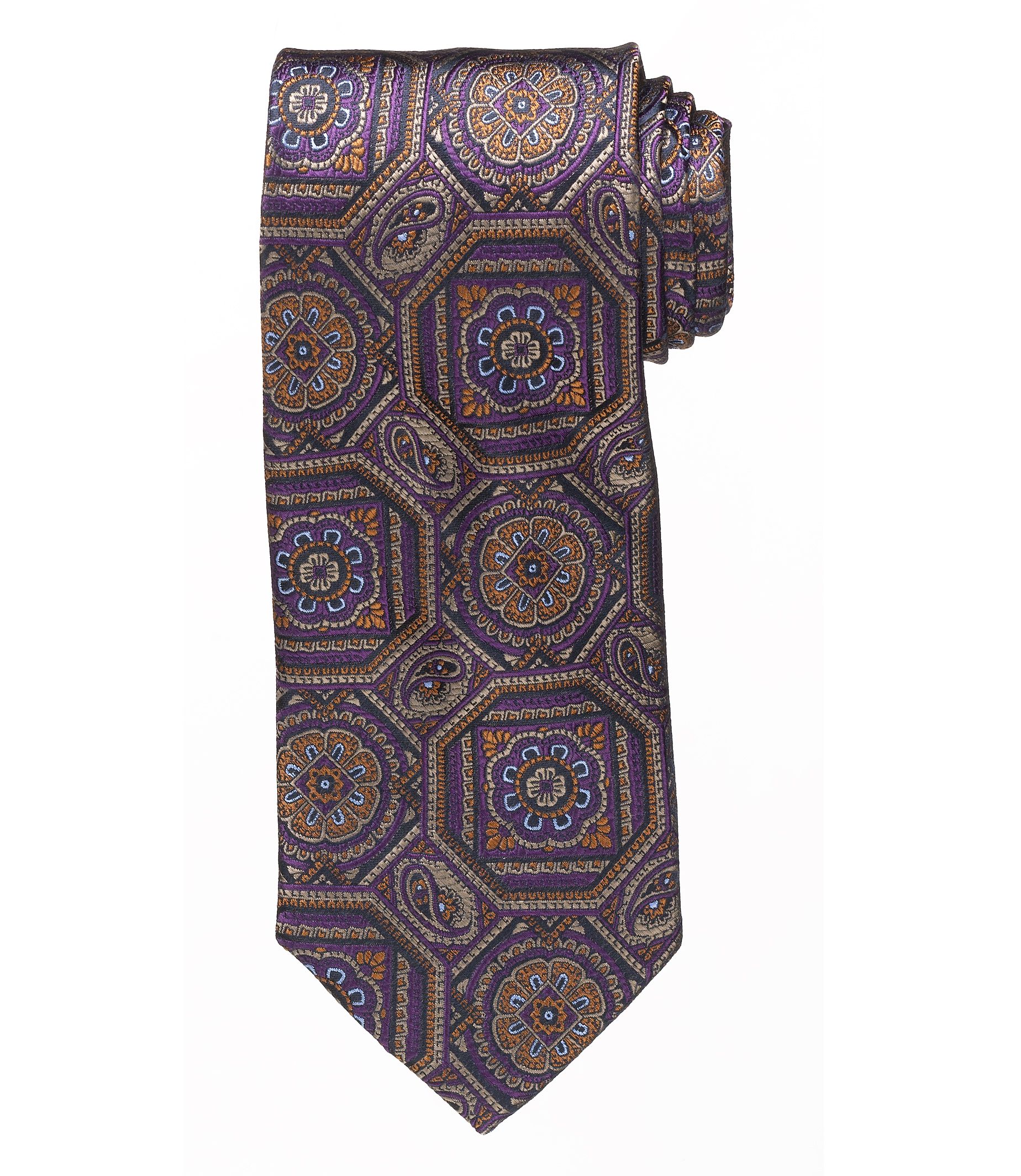 Signature Gold Allover Geometric Tie Mens Fashion