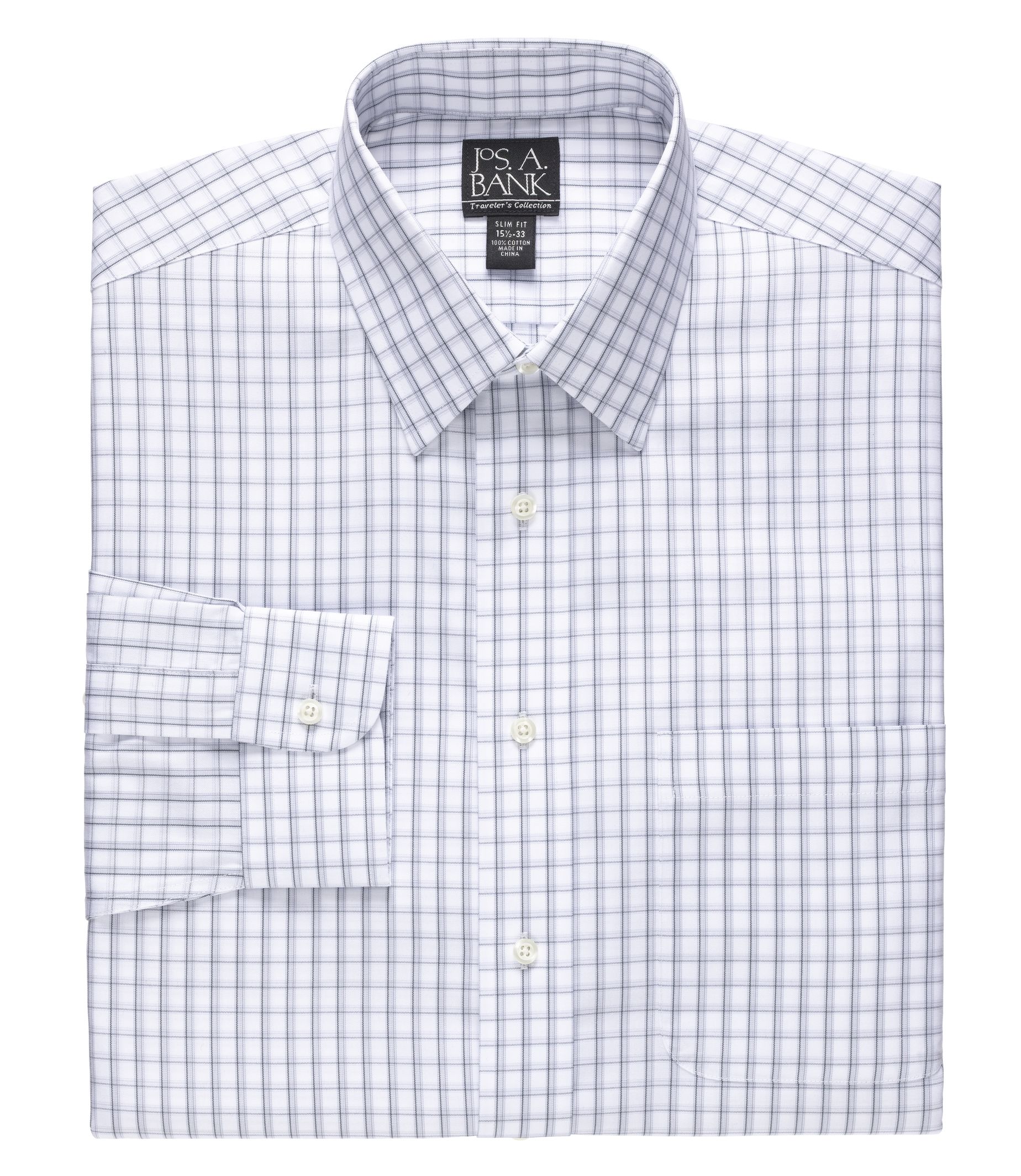 Traveler Spread Collar Slim Fit Patterned Dress Shirt