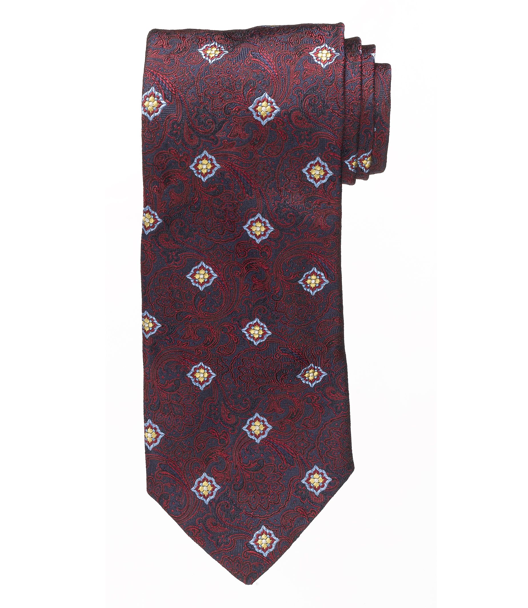 Signature Tapestry with Neat Flower Long Tie