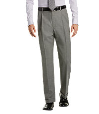 Executive Collection Traditional Fit Pleated Front Tic Weave Dress Pants