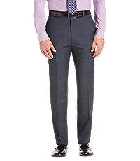 1905 Collection Tailored Fit Flat Front Plaid Dress Pants