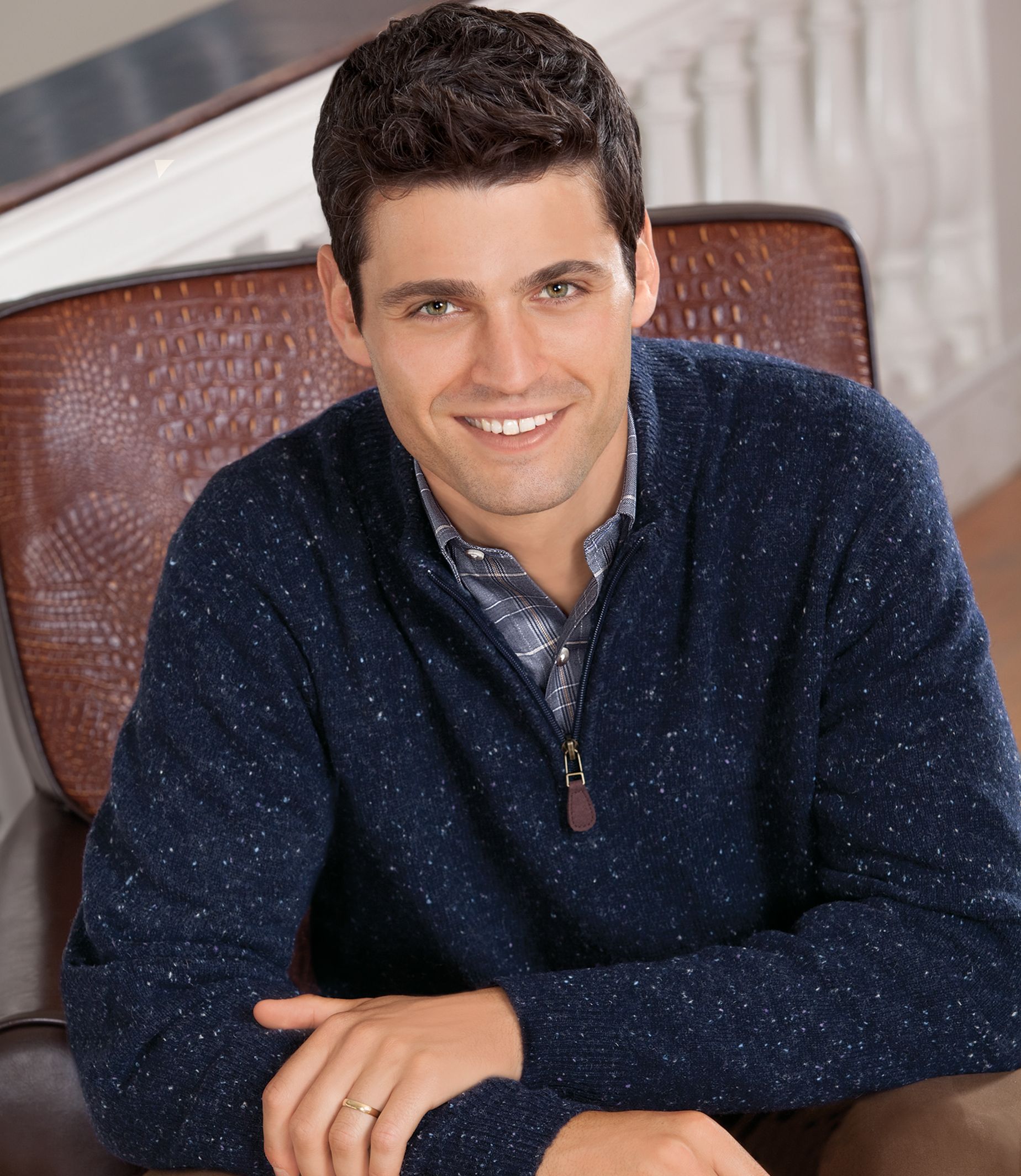 Lambswool Half-Zip Donegal Sweater