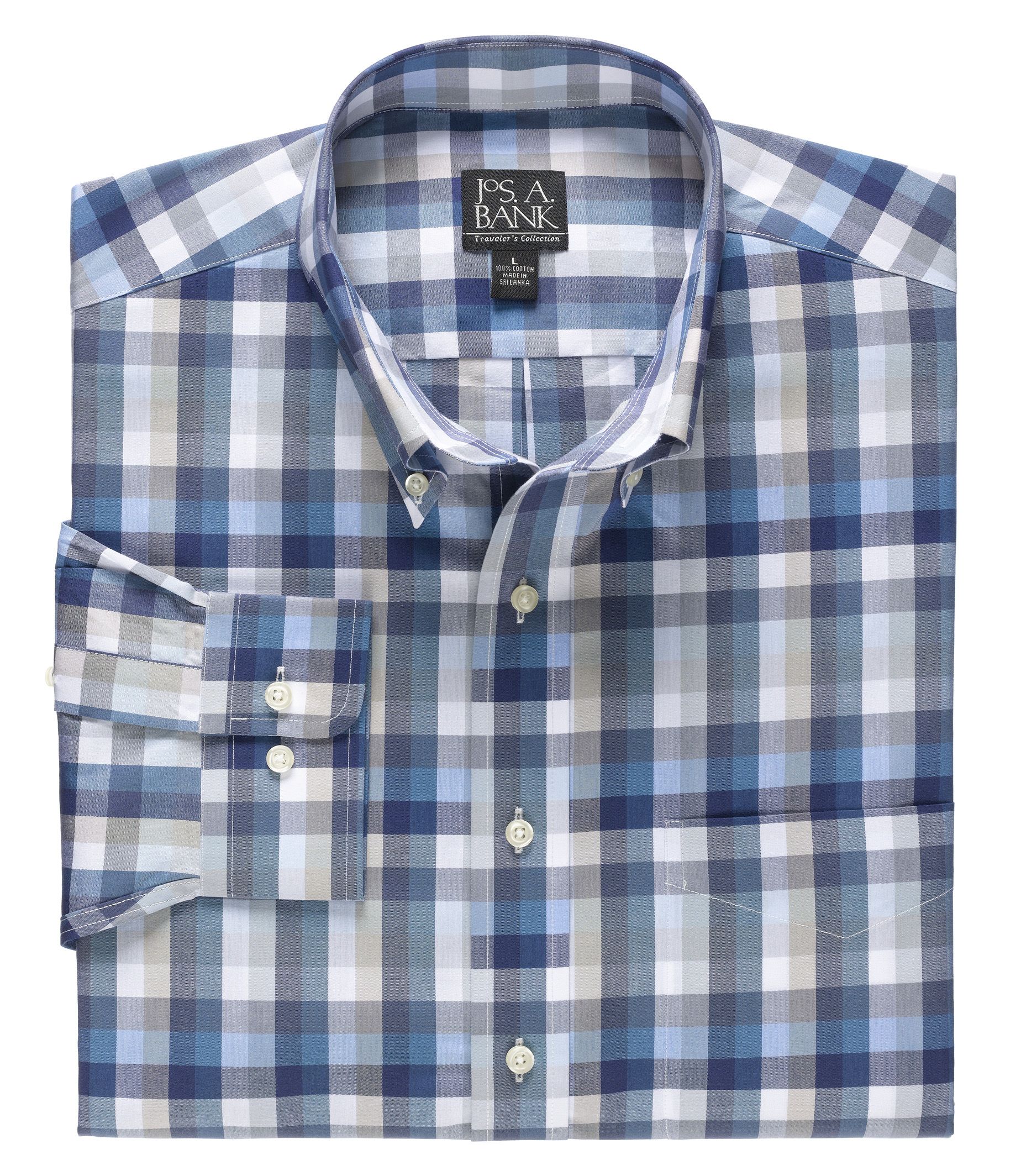 Traveler Tailored Fit Long-Sleeve ButtonDown Collar Sportshirt