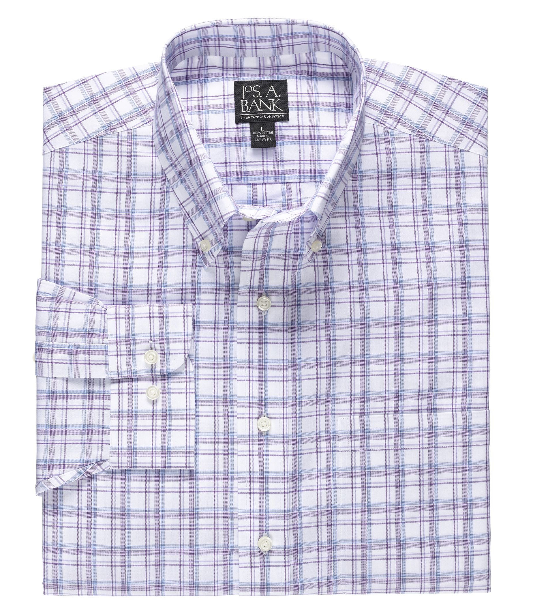 Traveler Tailored Fit Long-Sleeve ButtonDown Collar Sportshirt