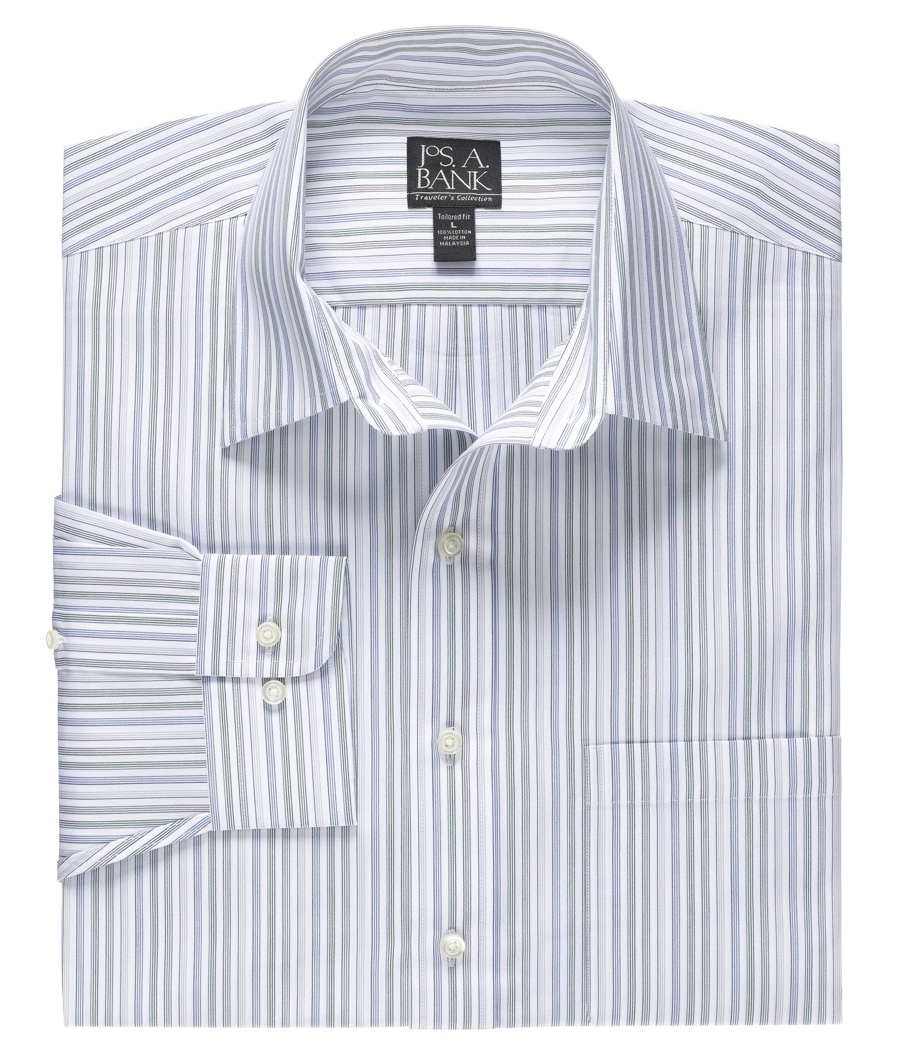 Traveler Tailored Fit Long-Sleeve Point Collar Sportshirt