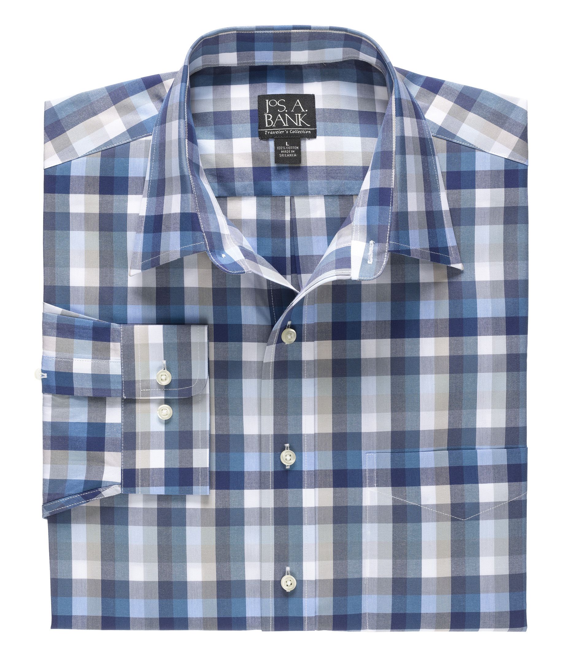 Traveler Tailored Fit Long-Sleeve Point Collar Sportshirt