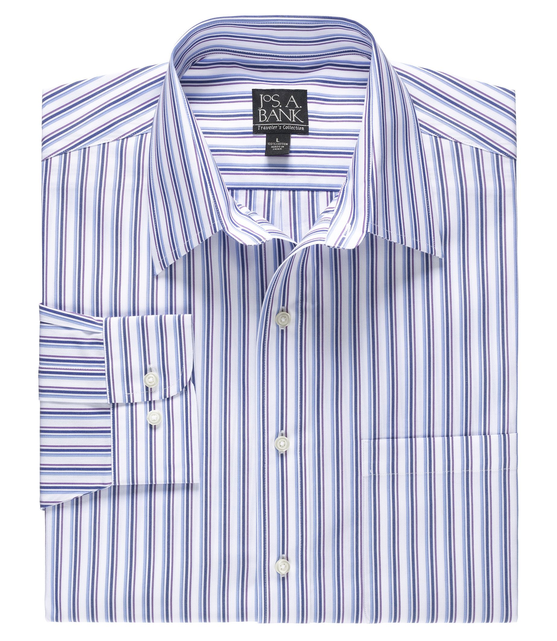 Traveler Tailored Fit Long-Sleeve Point Collar Sportshirt
