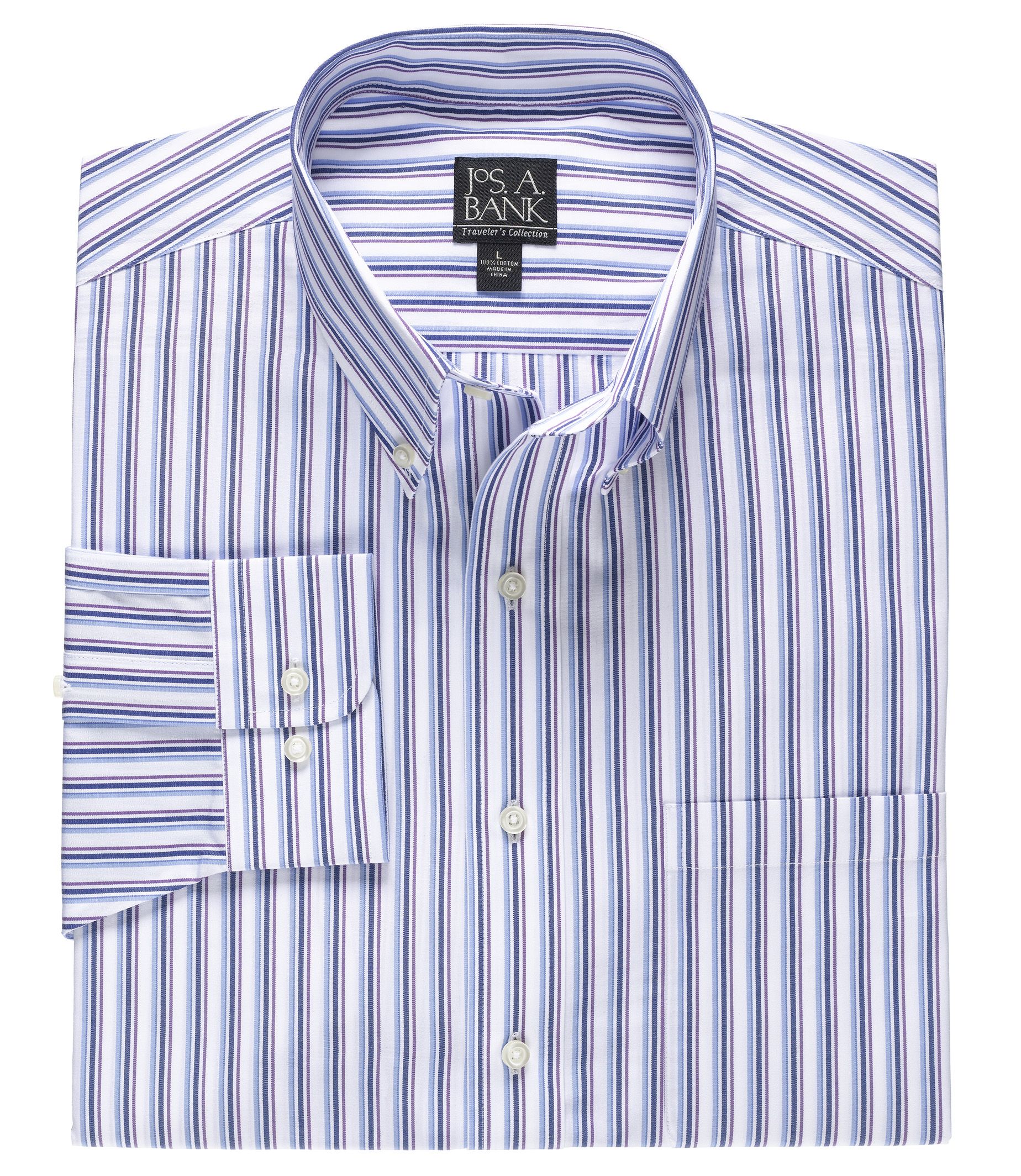 Traveler Long-Sleeve Buttondown Pattern Sportshirt Big/Tall