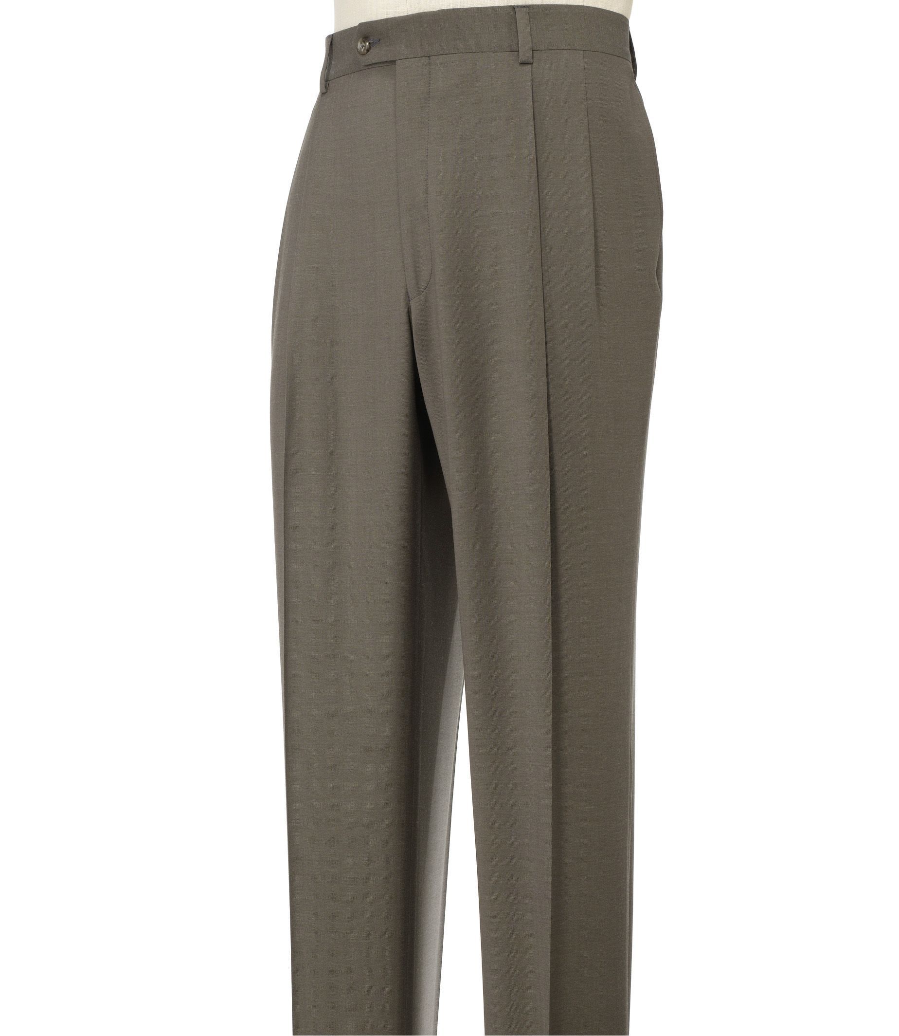 Signature Wool Gabardine Pleated Trouser Extended Sizes | Feedbeat