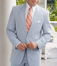 Stays Cool Tailored Fit Stripe Seersucker Men's Suit