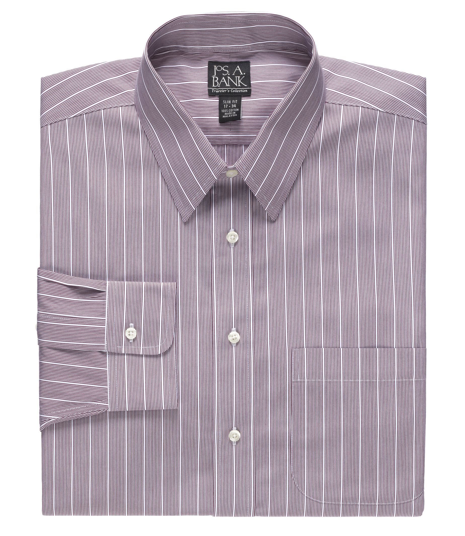 Traveler Wrinkle-Free Point Collar Slim Fit Dress Shirt