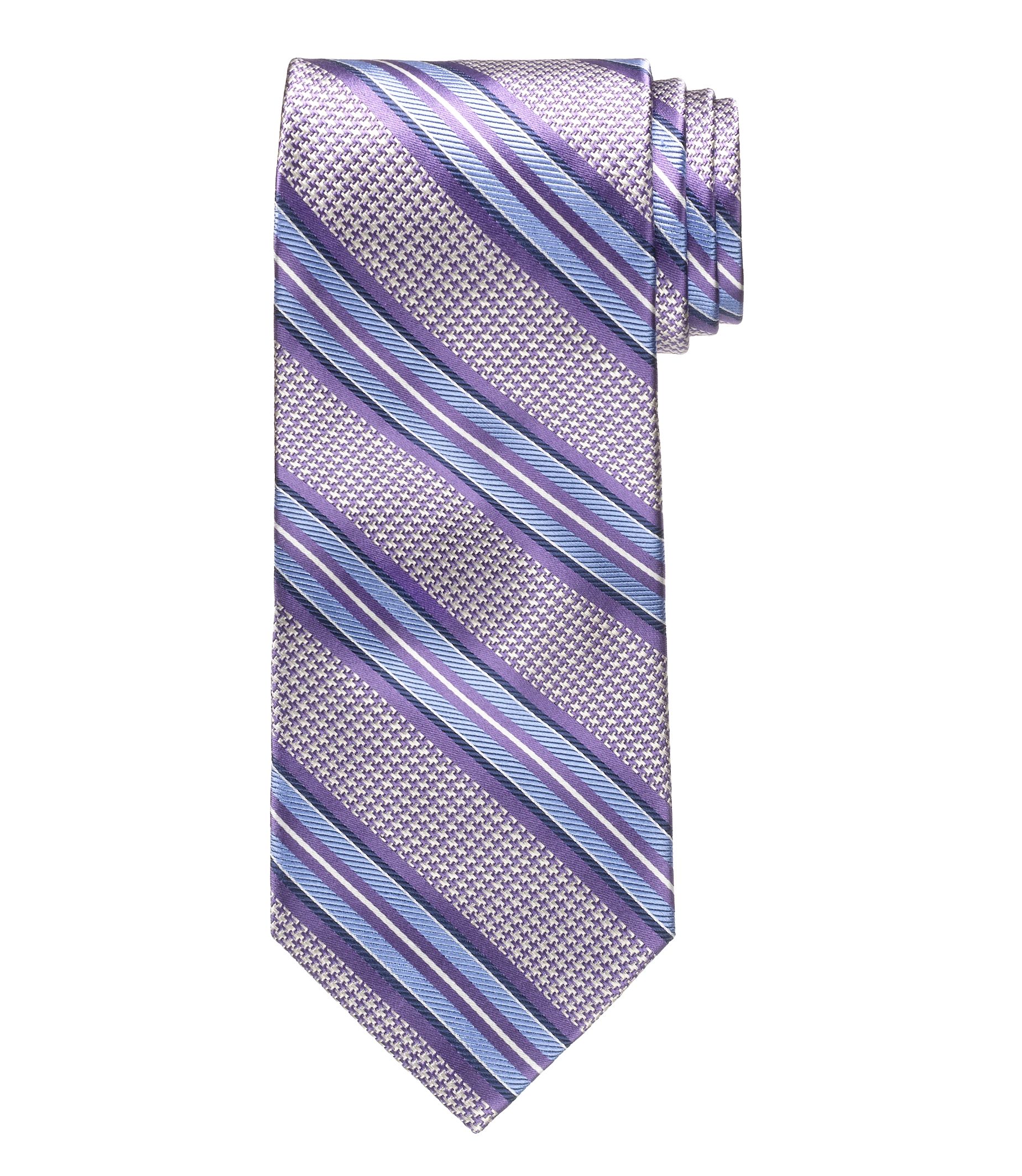Signature Houndstooth Multi Stripe Long Tie