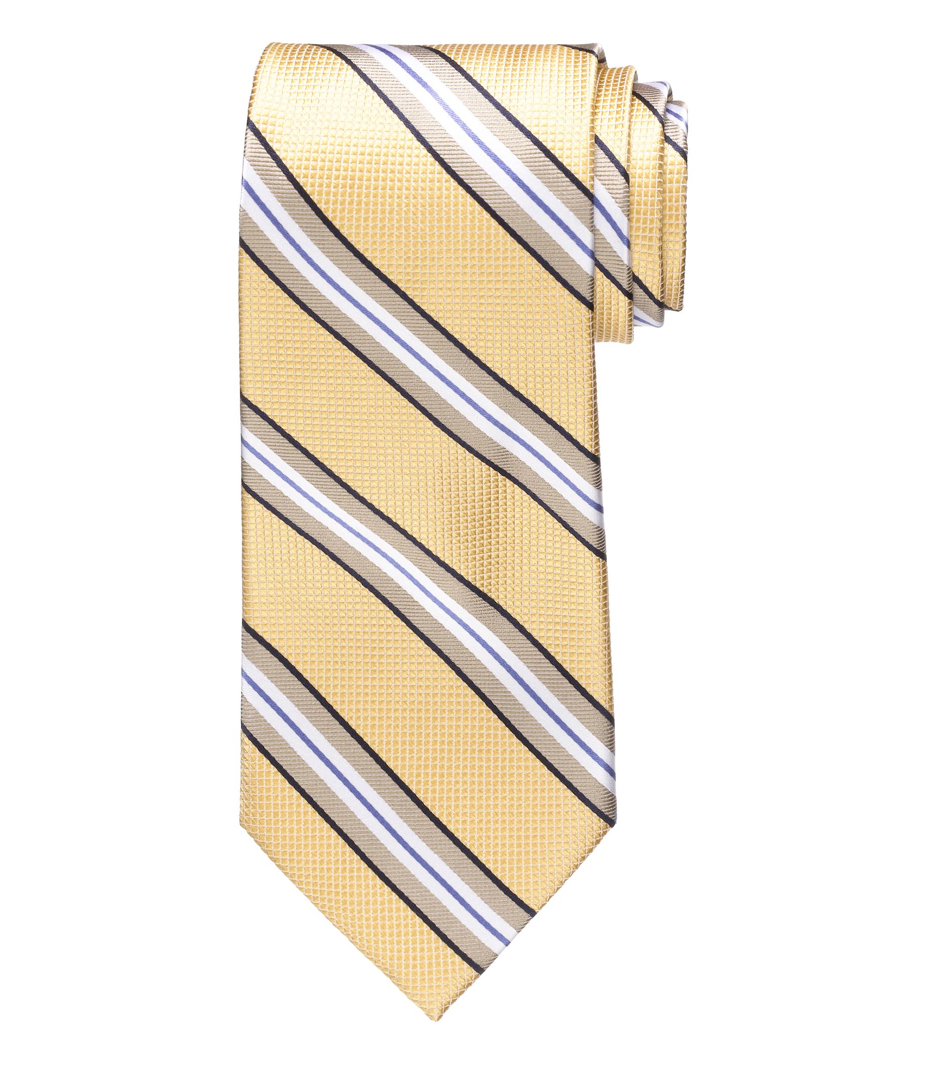 Signature Satin Tan Stripe Long Tie