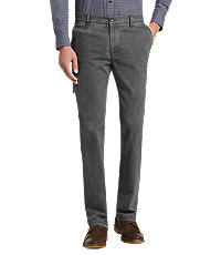 1905 Collection Tailored Fit Flat Front Cotton Canvas Pants