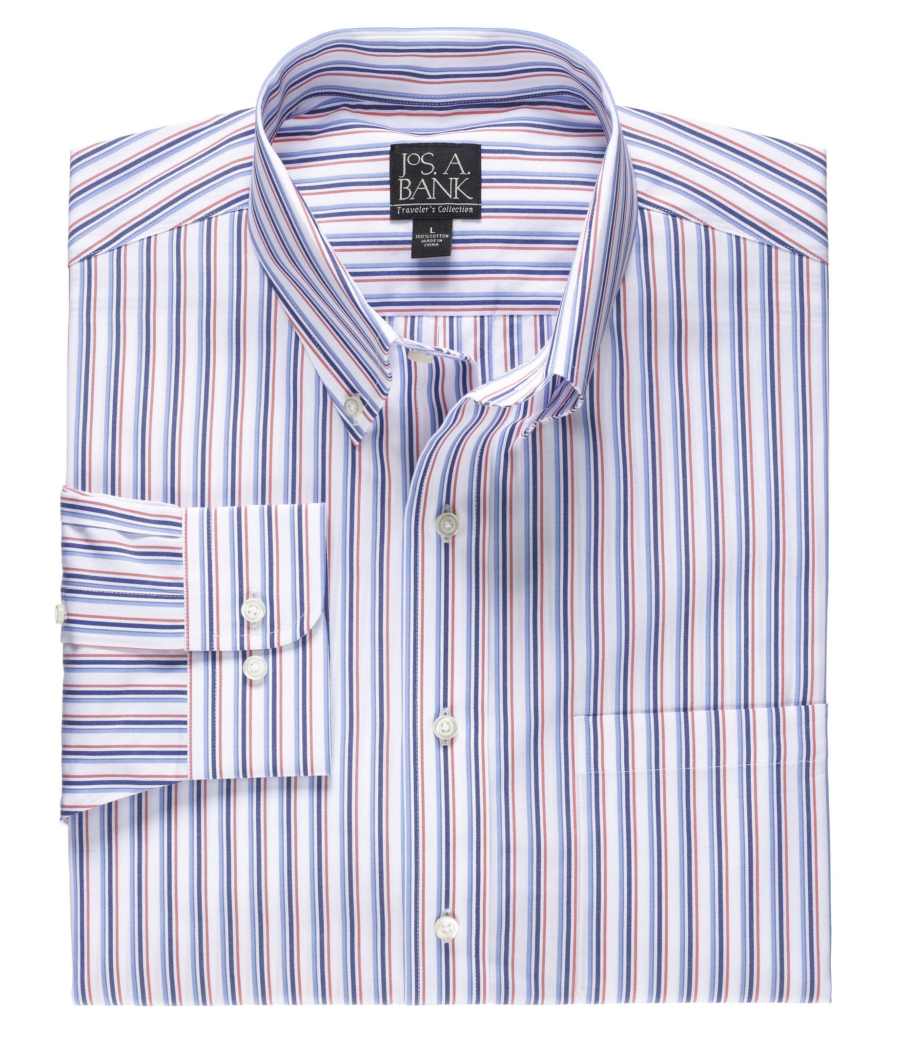 Traveler Tailored Fit Long-Sleeve Button Down Collar Sportshirt