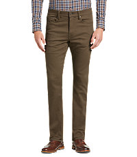 1905 Collection Tailored Fit Flat Front Cotton Twill Pants