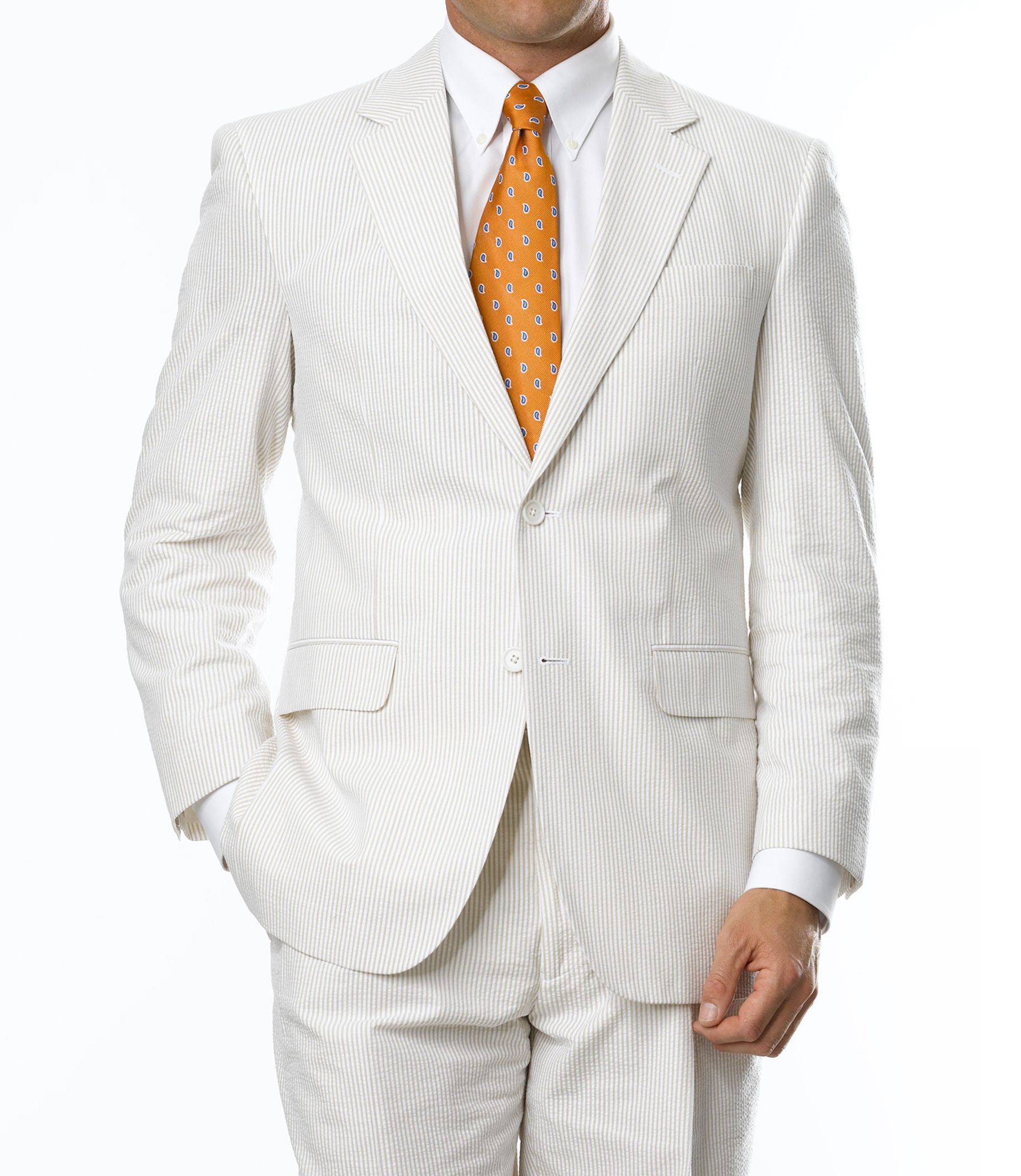 2-Button Seersucker Tailored Fit Suit Extended Sizes