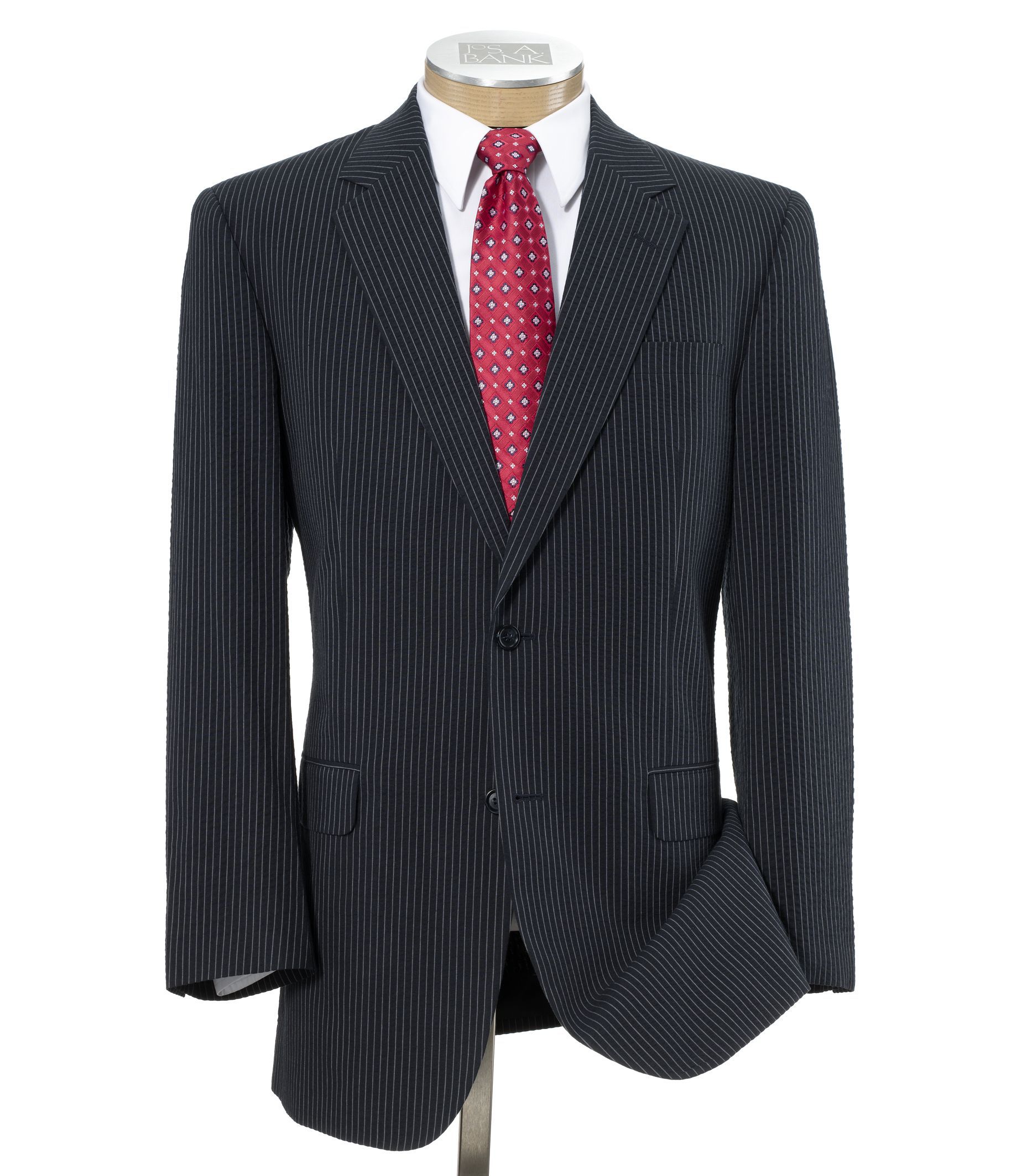 2-Button Seersucker Tailored Fit Suit Extended Sizes